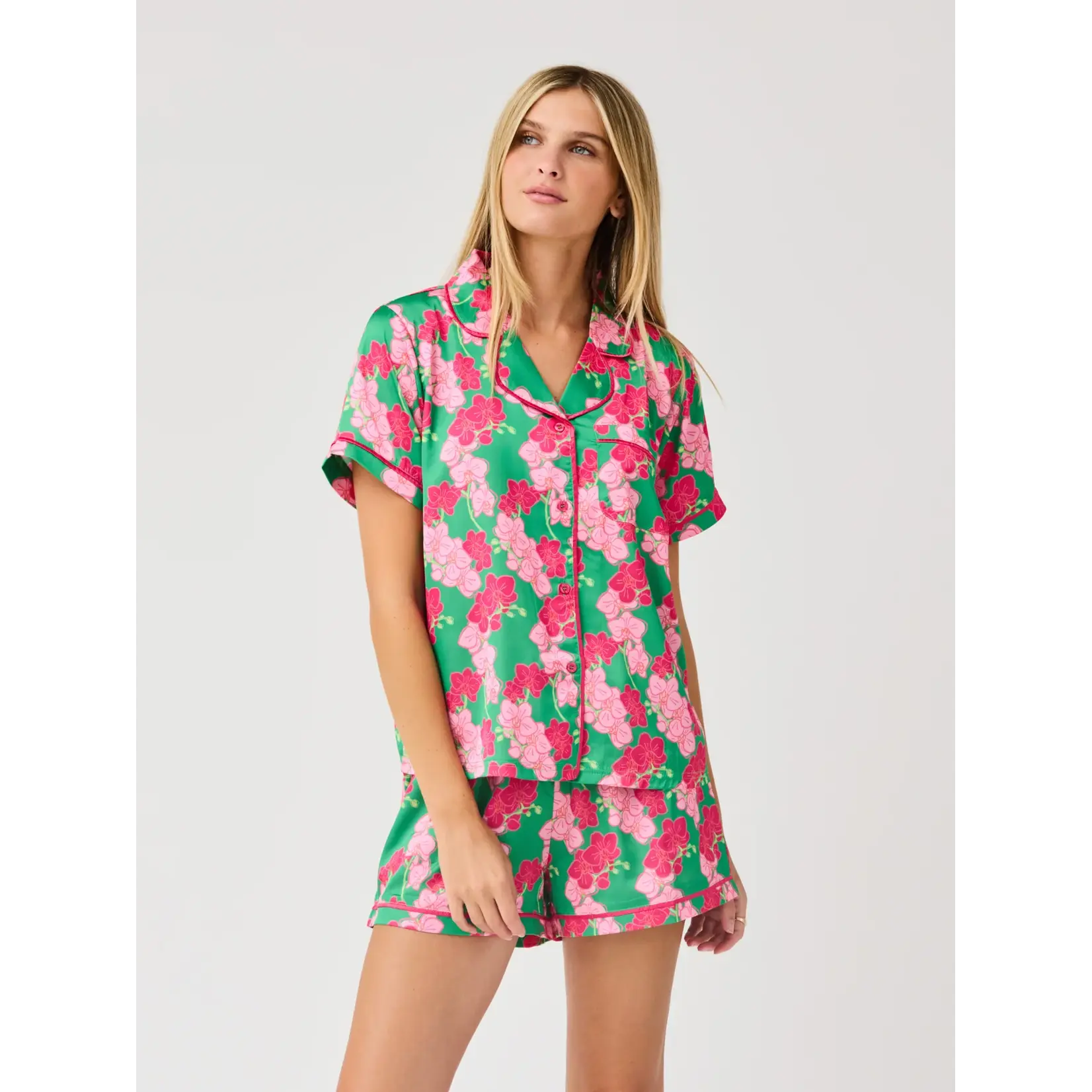 Mary Square Orchid Reverie Green Charlotte Short Set