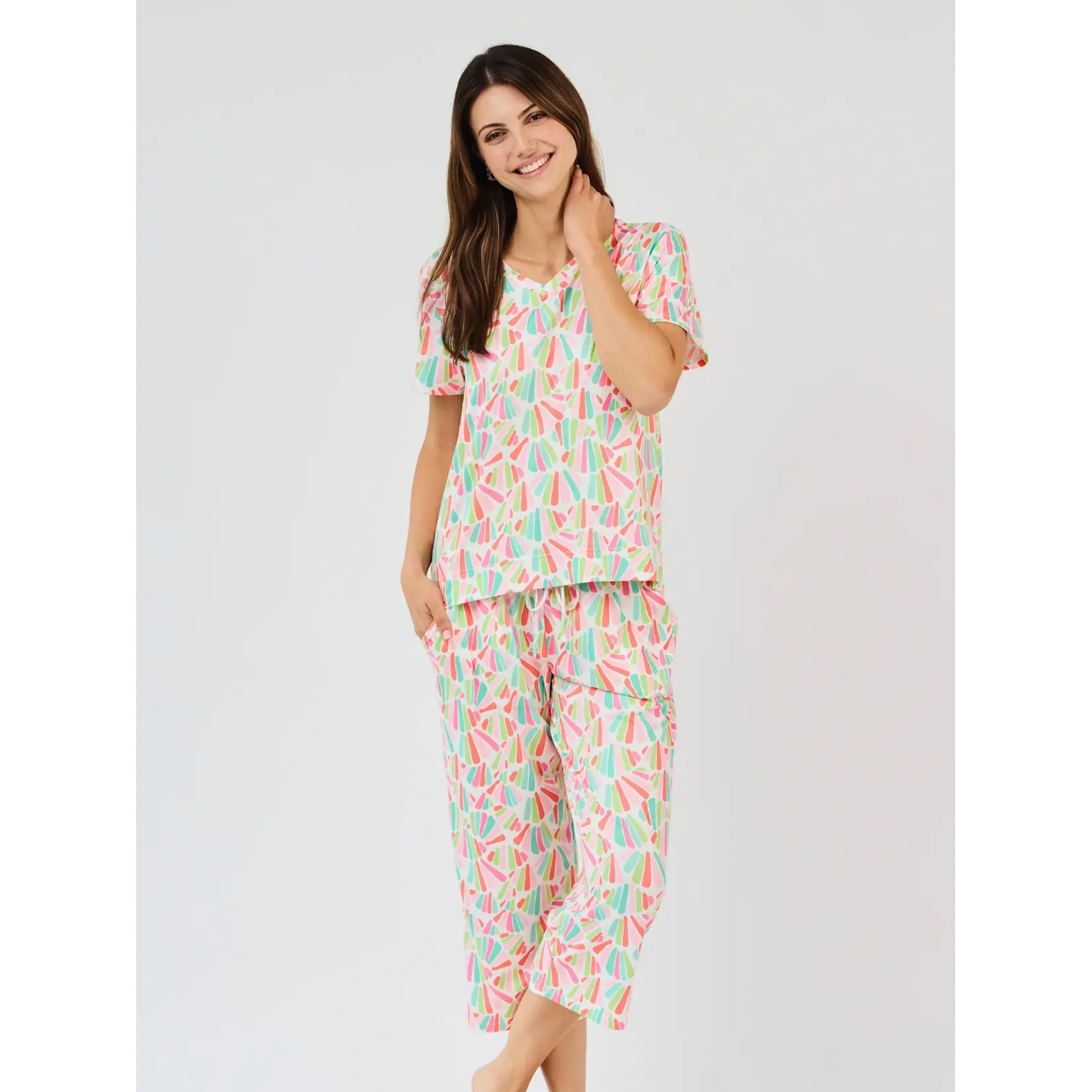 Mary Square Calypso Beat-Multi Alli Cropped Pant Set
