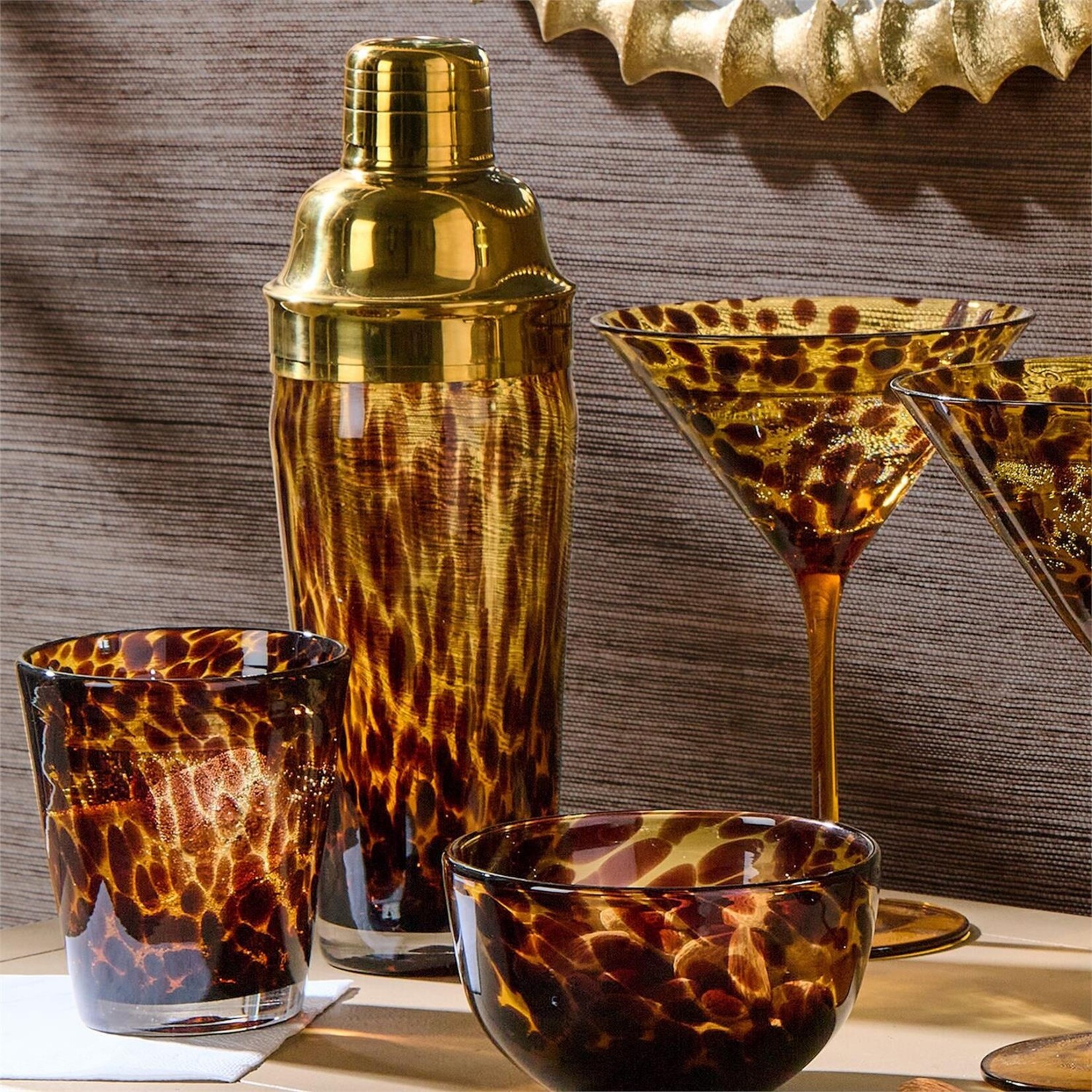 Two's Company Tortoise Print Cocktail Shaker