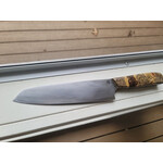 Paul Goebel Chef Knife, 1095 Steel Blade, Burl Box Elder Handle, w/copper pins, #8