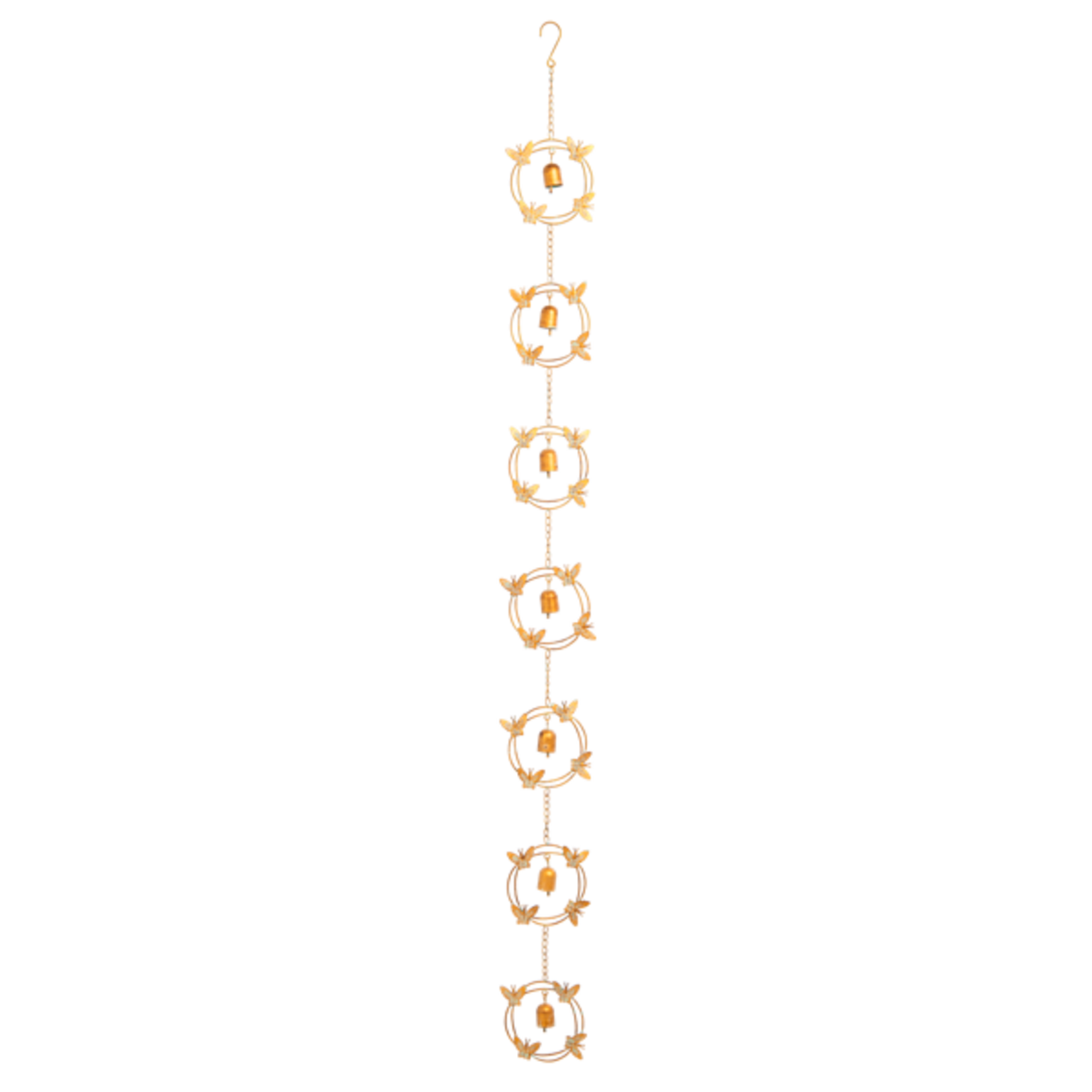 Ganz Gold Patina Butterfly Wreath Rain Chain with Bells