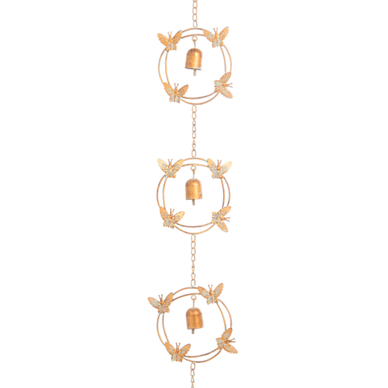 Ganz Gold Patina Butterfly Wreath Rain Chain with Bells