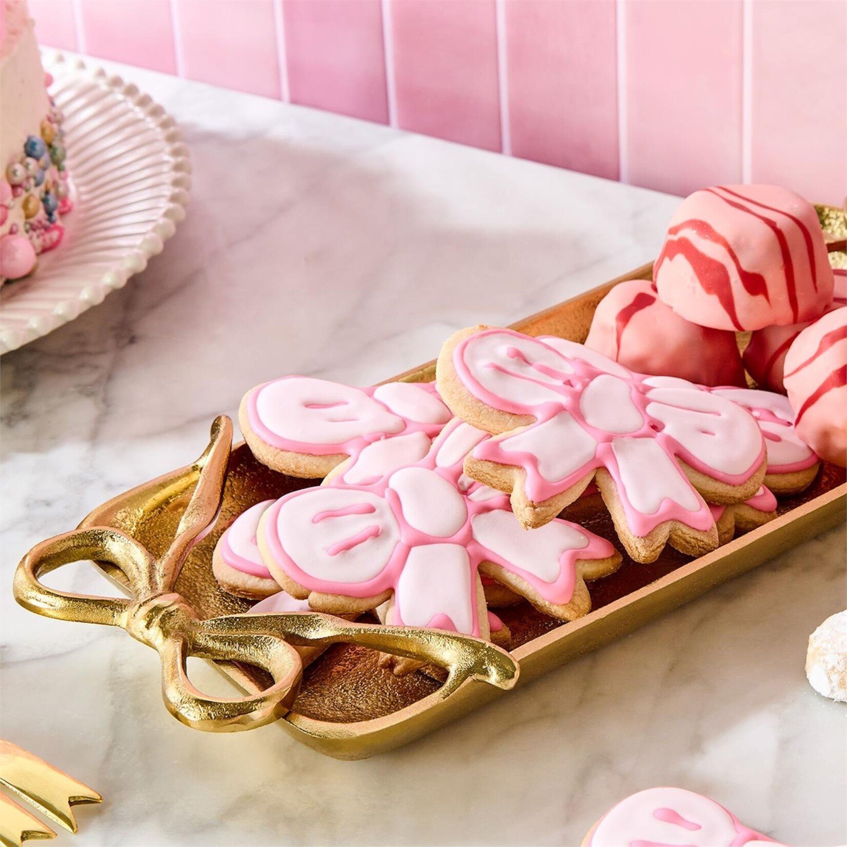 Two's Company Gold Bows Serving Tray Small