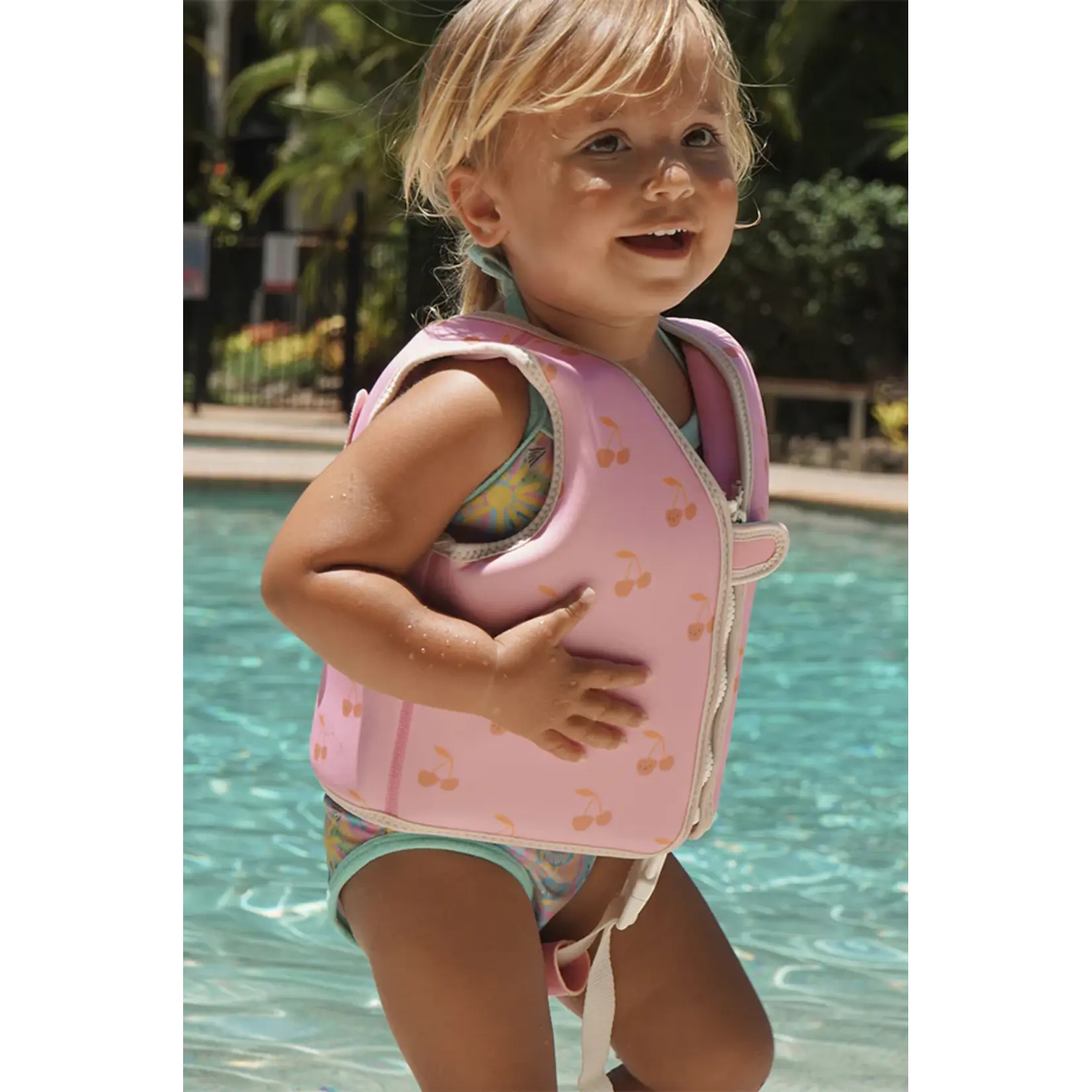 Sunnylife Kids Swim Vest Size 1-2 Cotton Candy Cherry