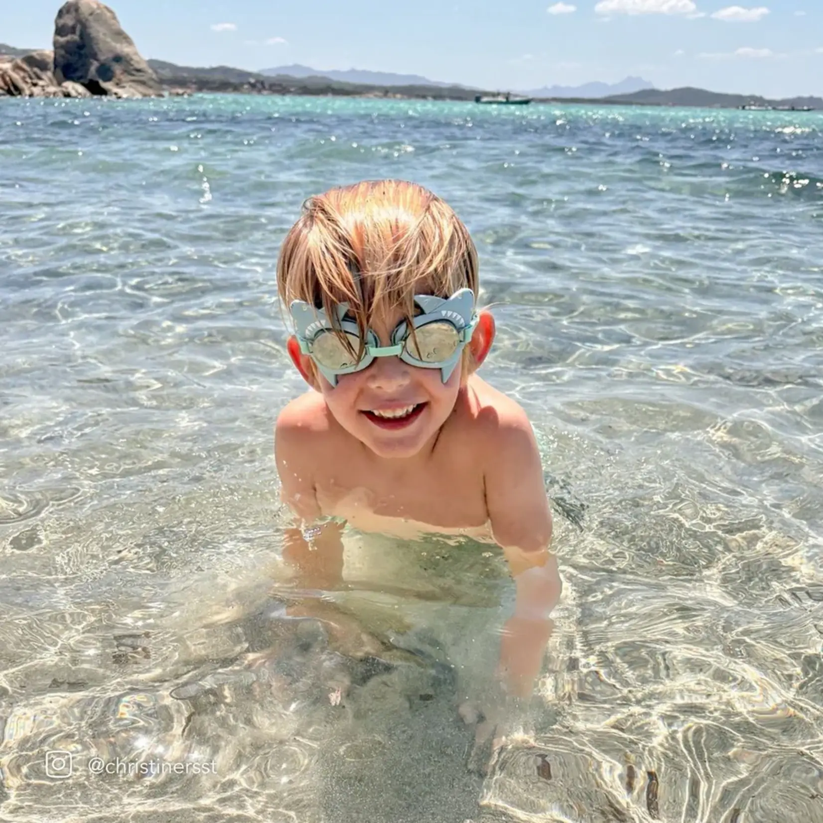 Sunnylife Salty the Shark Mini Swim Goggles Aqua