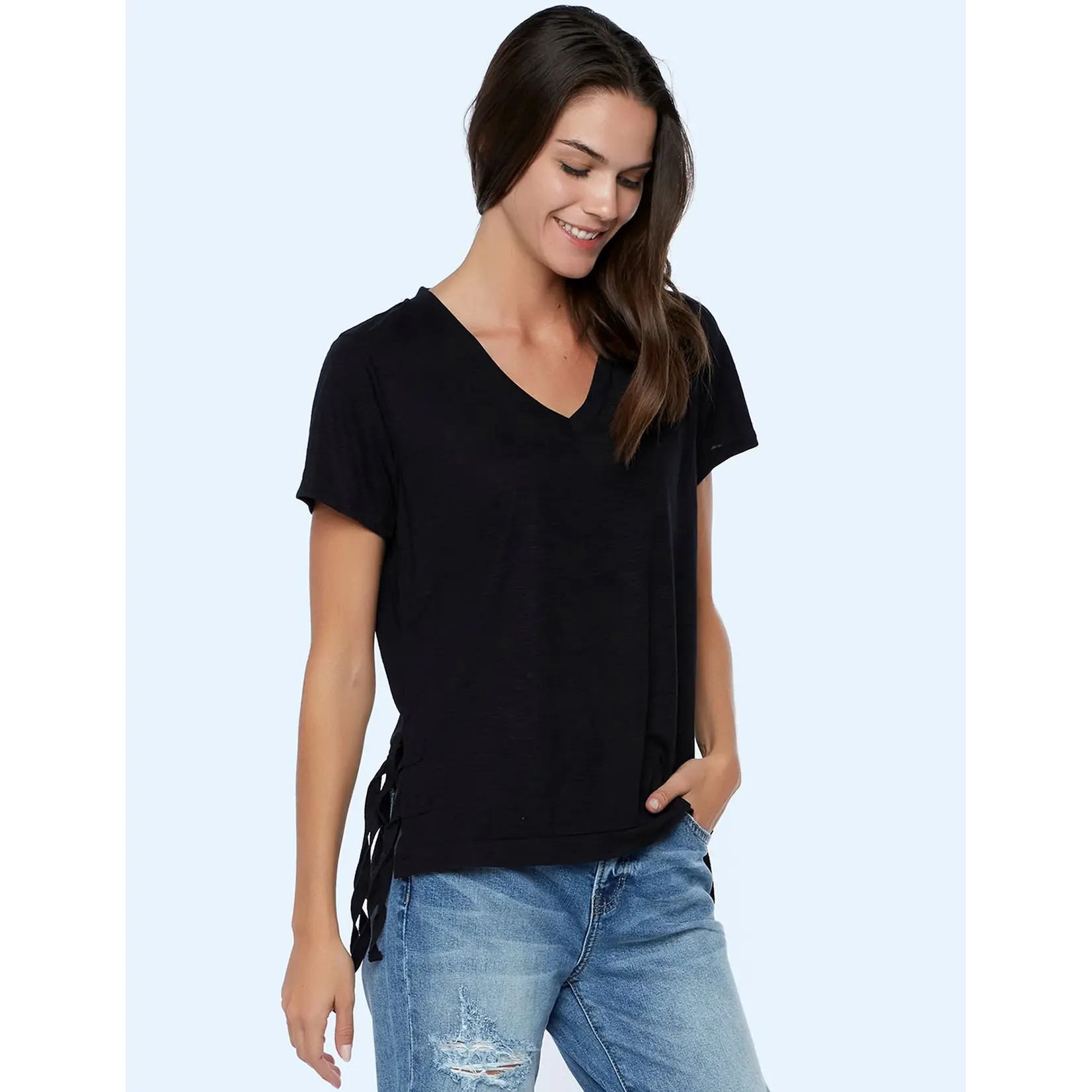 Billy T Side Tie Tee Black