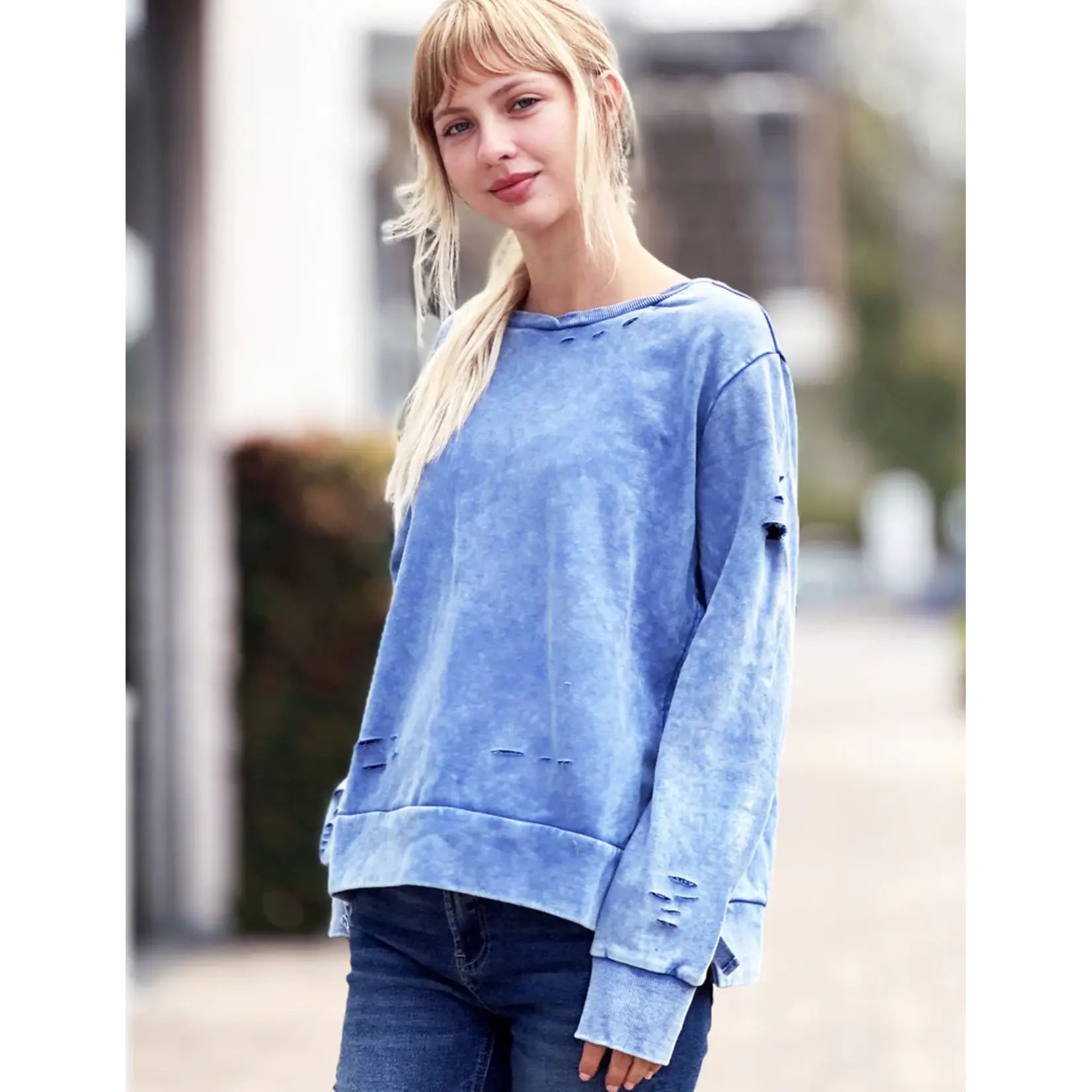 Billy T Side Tie Sweatshirt Denium Blue