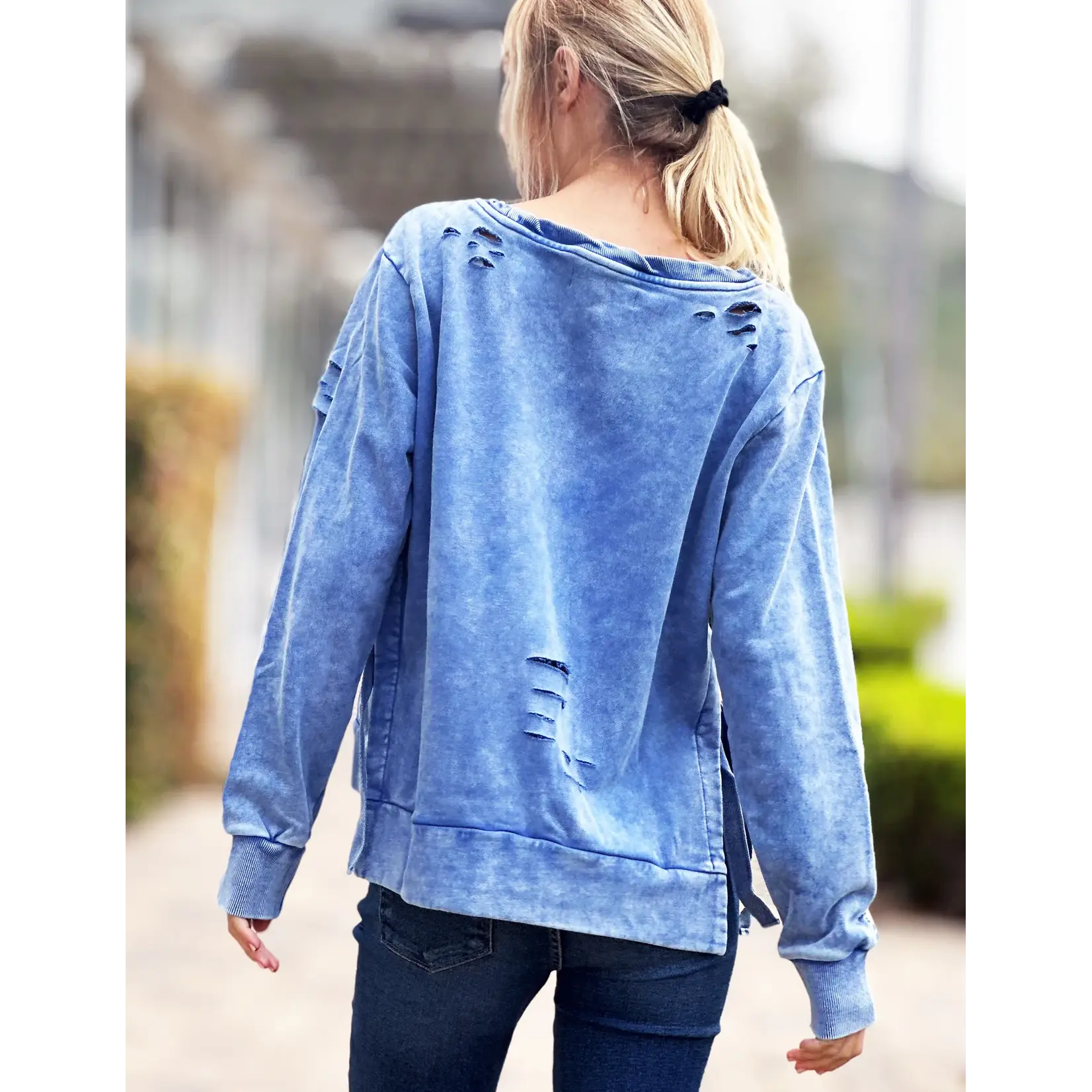 Billy T Side Tie Sweatshirt Denium Blue