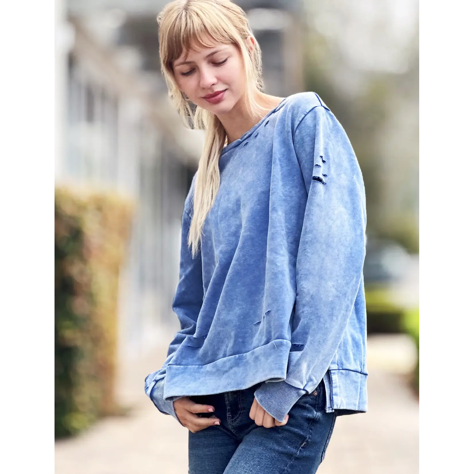 Billy T Side Tie Sweatshirt Denium Blue