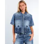 Billy T Petal Eyelet Shirt Relaxed Blue