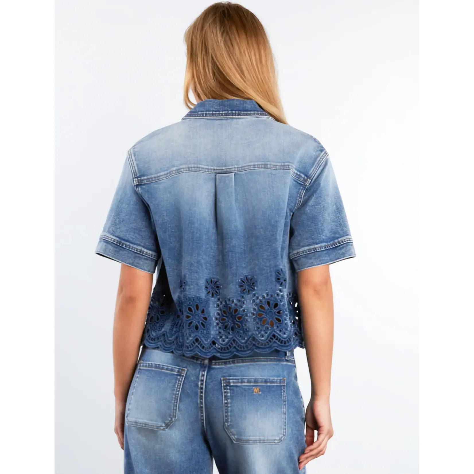 Billy T Petal Eyelet Shirt Relaxed Blue