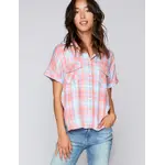 Billy T Easy Peasy Top Melon Plaid