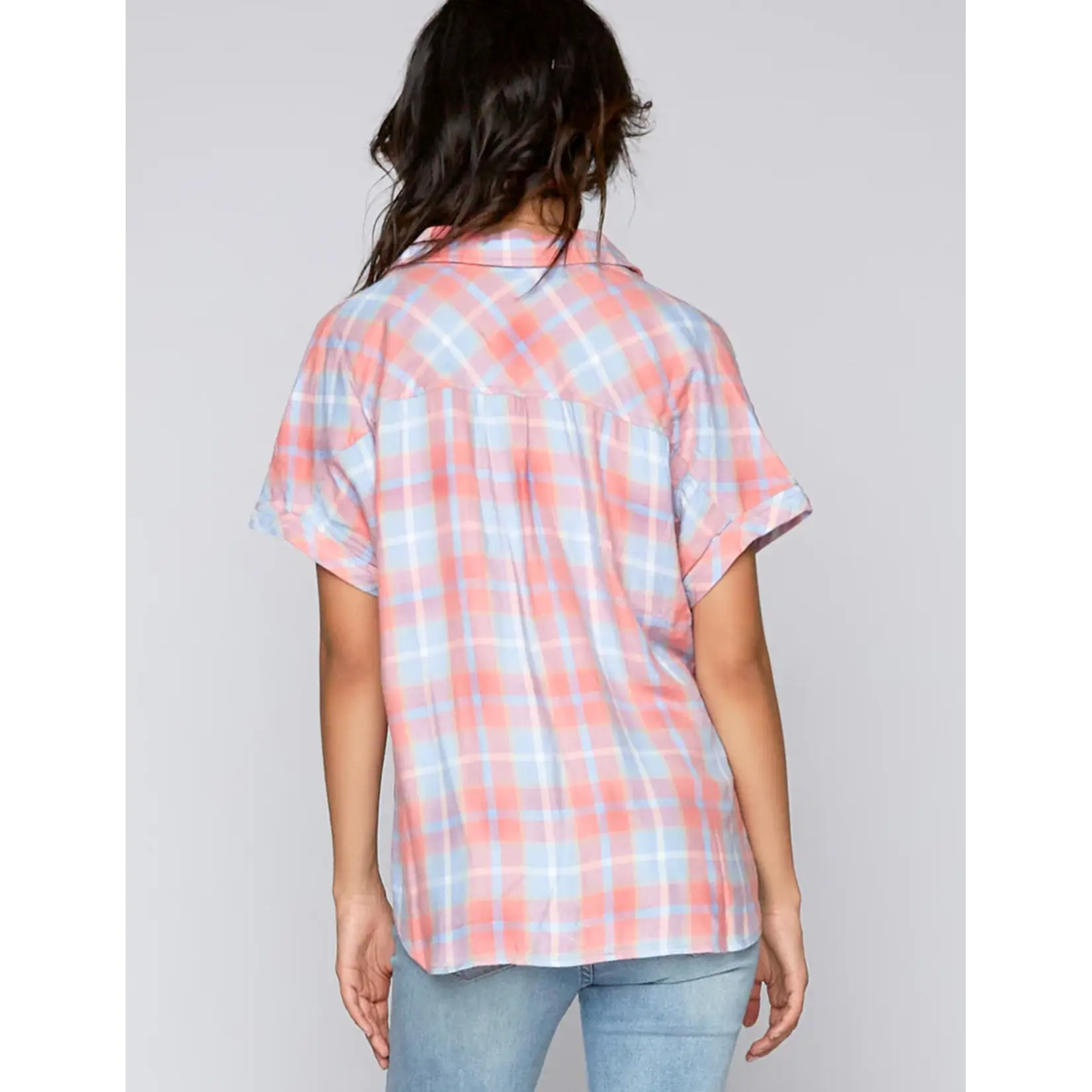 Billy T Easy Peasy Top Melon Plaid