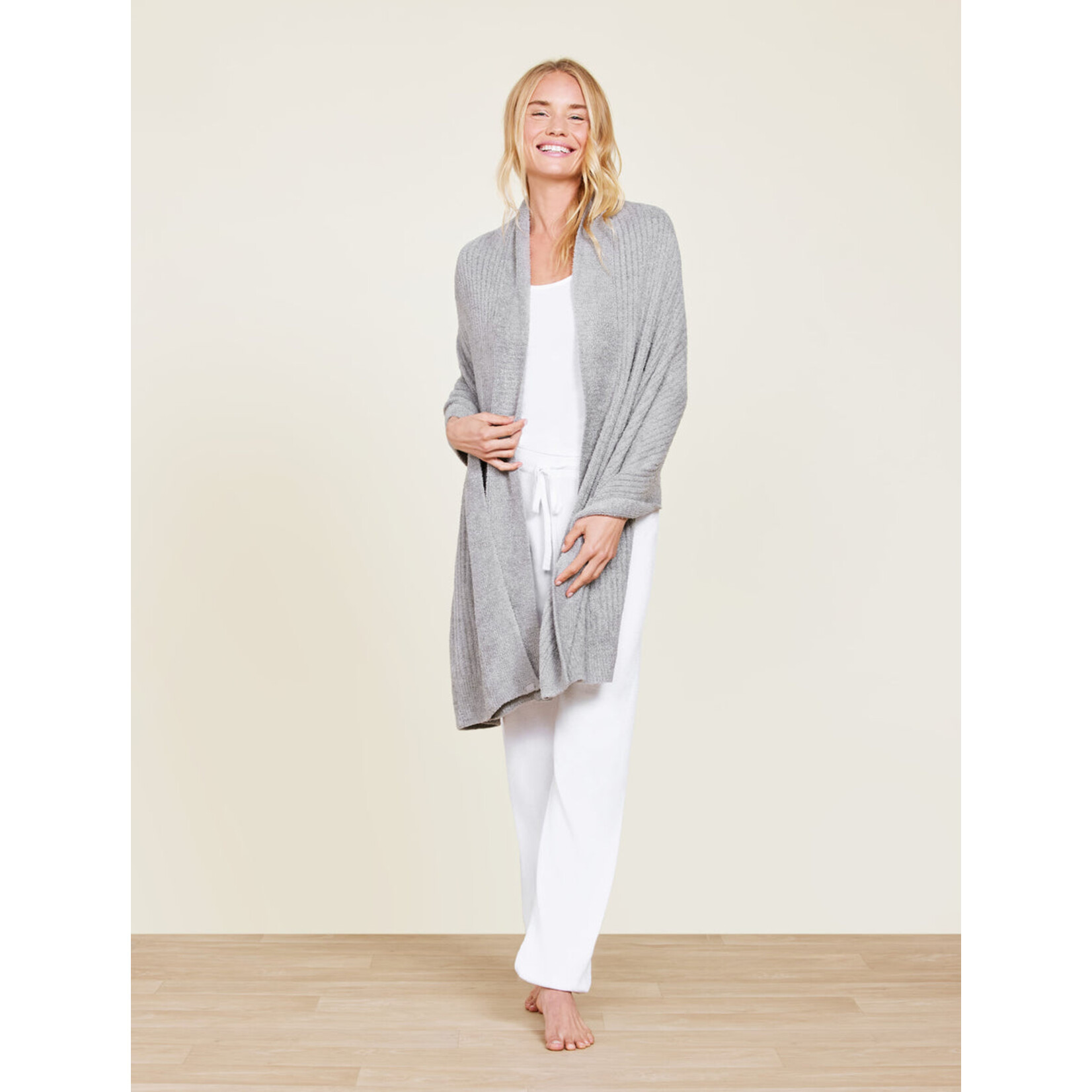 Barefoot Dreams CCL Heathered Travel Shawl Dove Gray OS