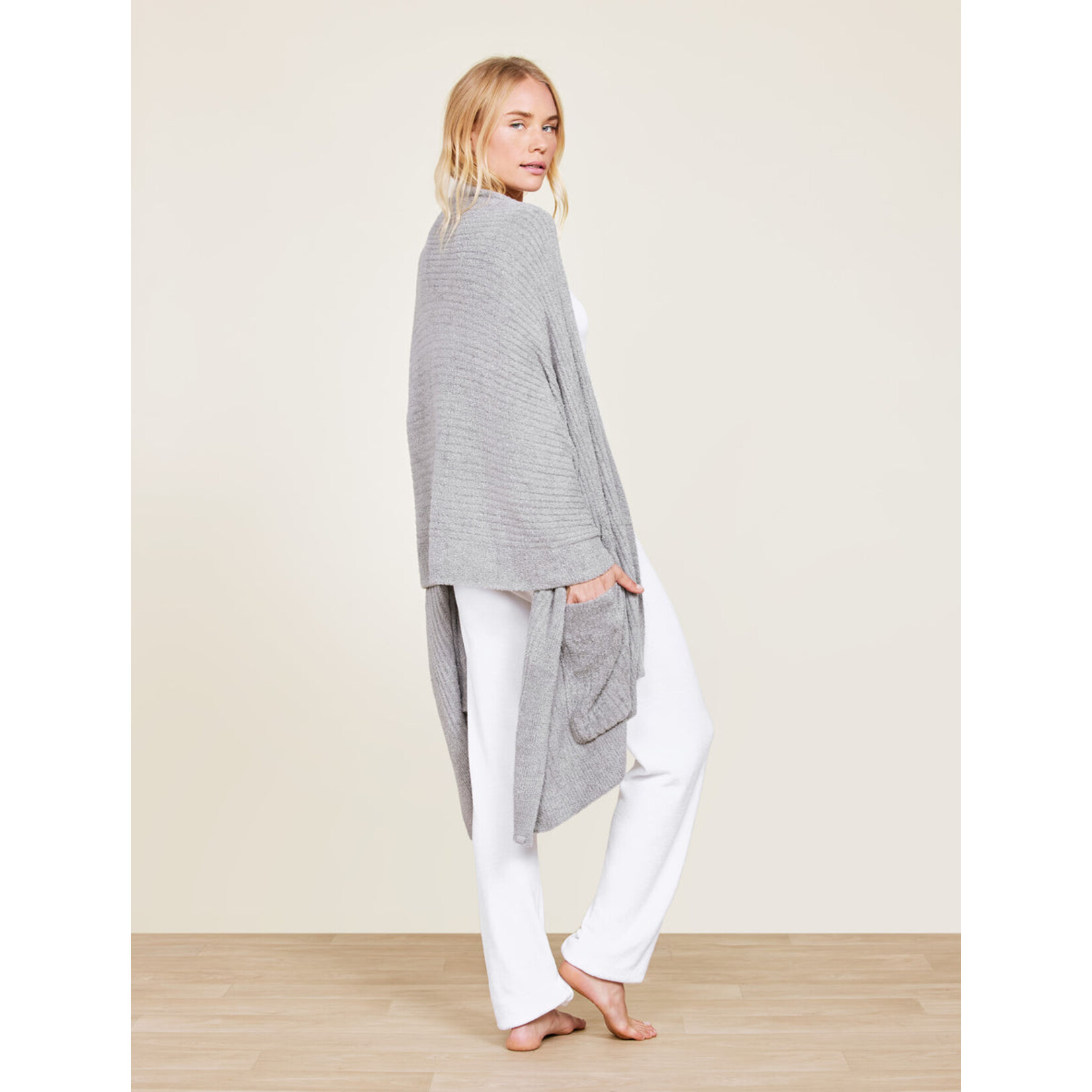 Barefoot Dreams CCL Heathered Travel Shawl Dove Gray OS