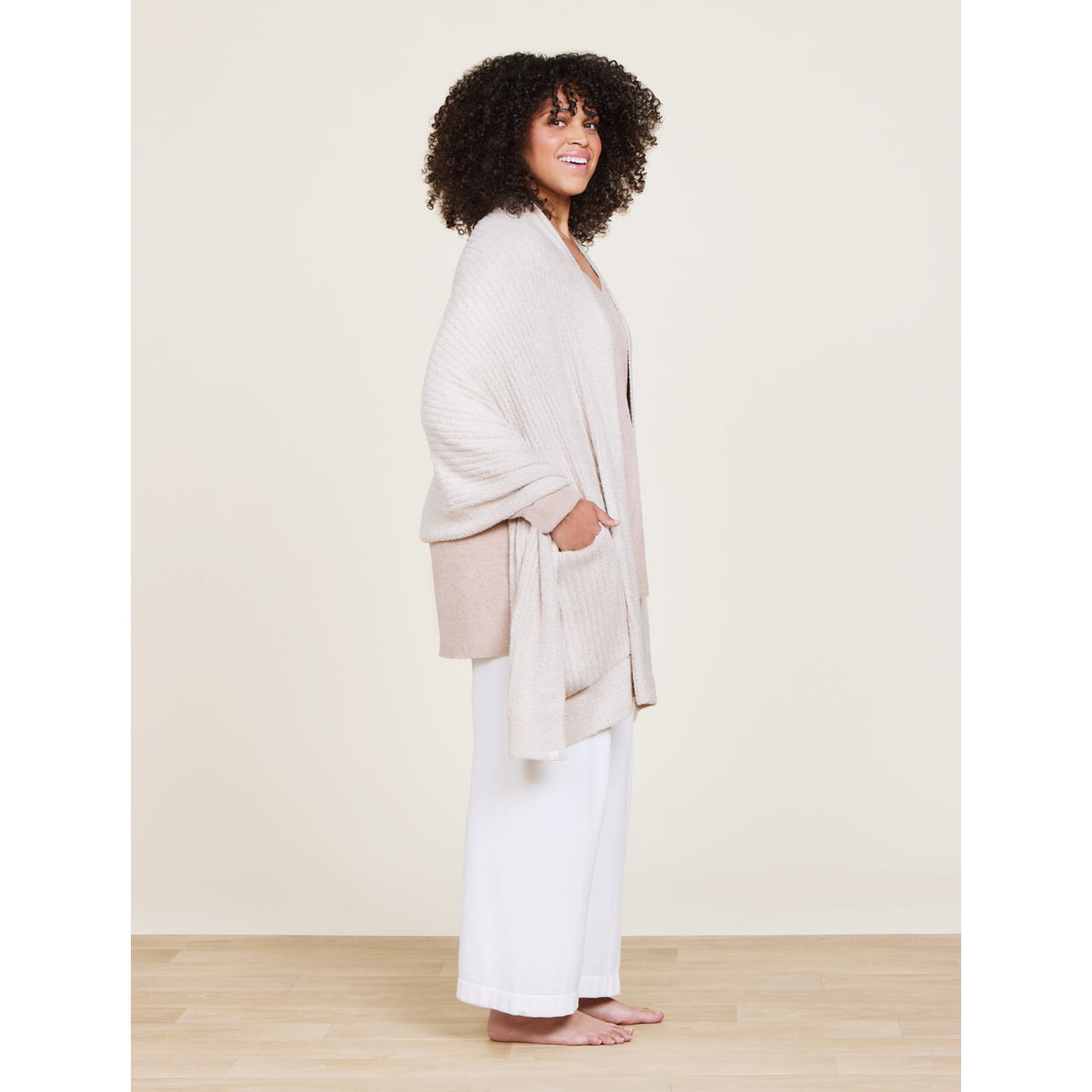 Barefoot Dreams CCL Heathered Travel Shawl Stone OS