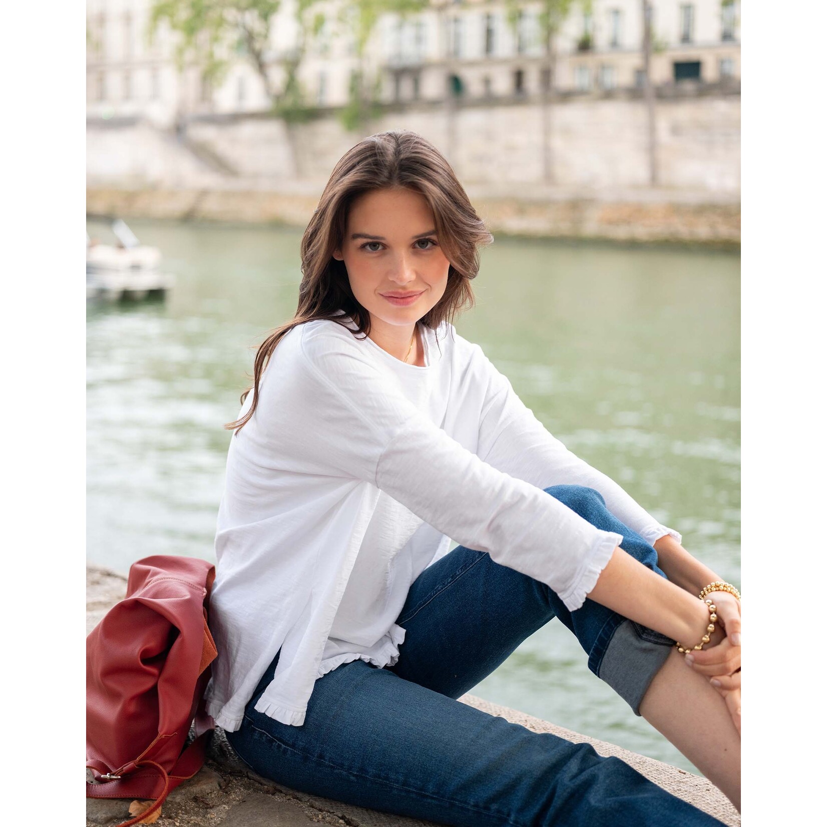 Mersea Catalina Ruffle Tee White OS
