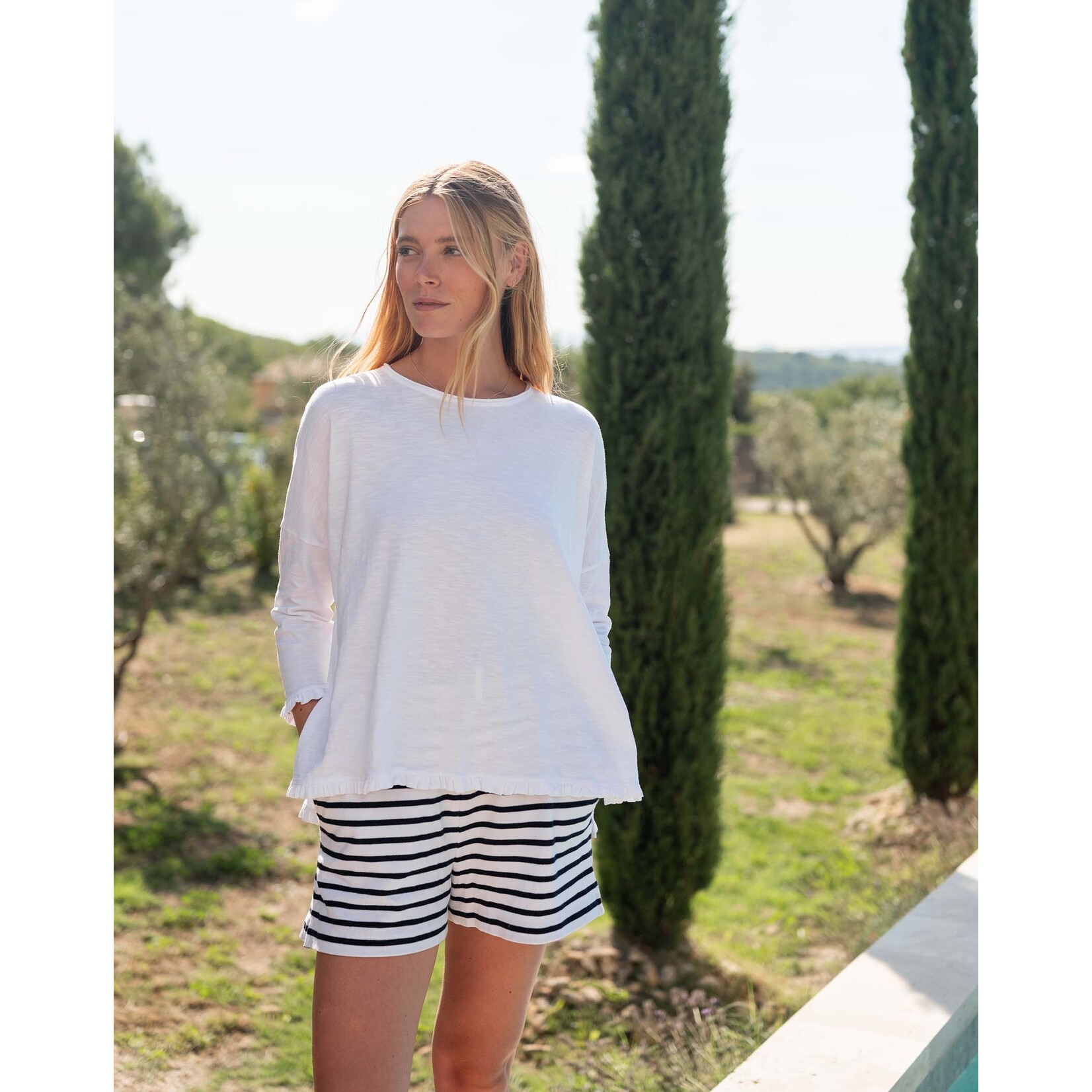 Mersea Catalina Ruffle Tee White OS
