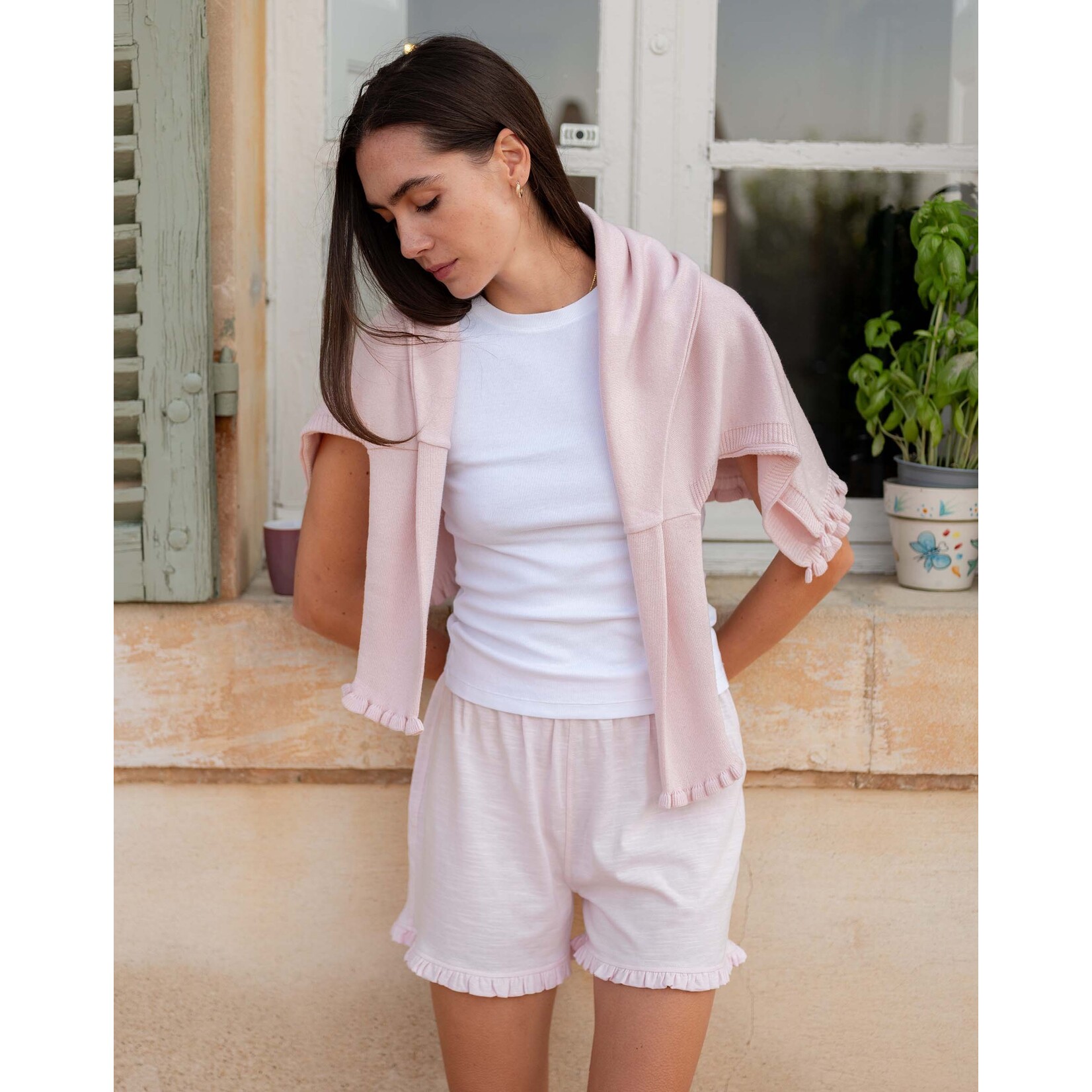 Mersea Traveler Ruffle Tee Short Rose Quartz