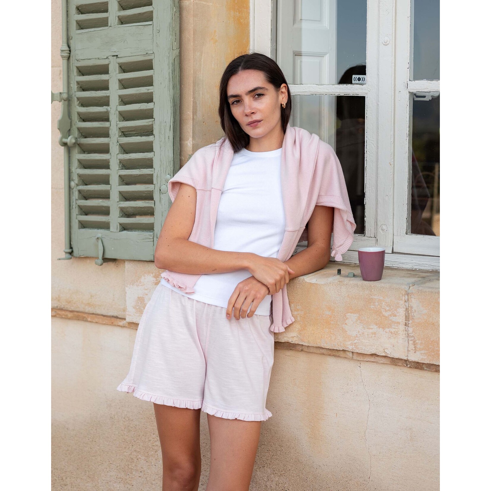 Mersea Traveler Ruffle Tee Short Rose Quartz