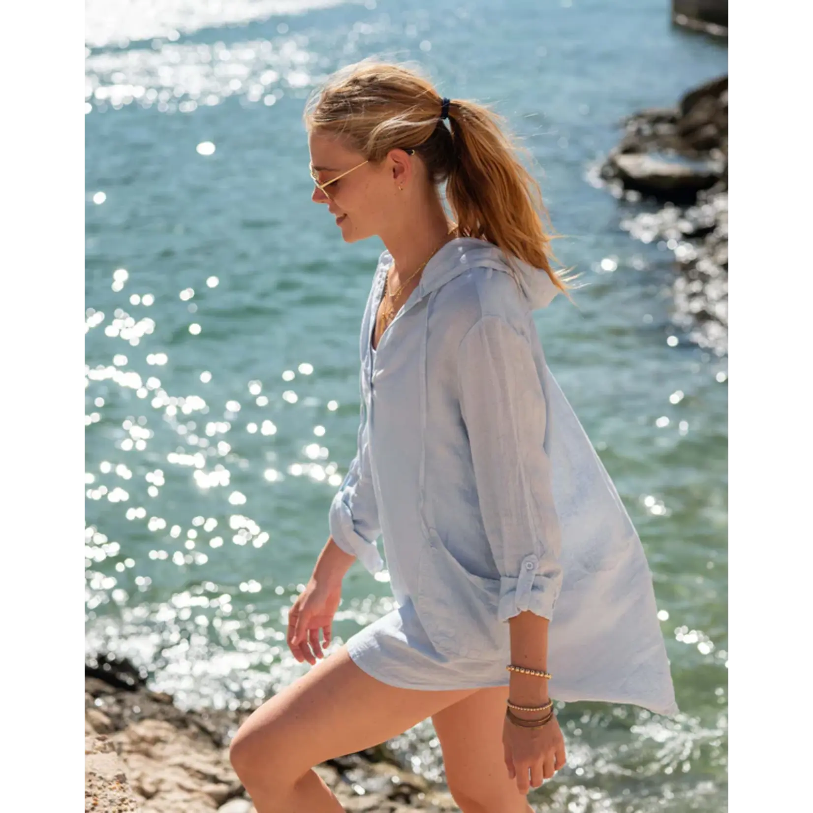 Mersea Hermosa Hoodie Tunic Zen Blue