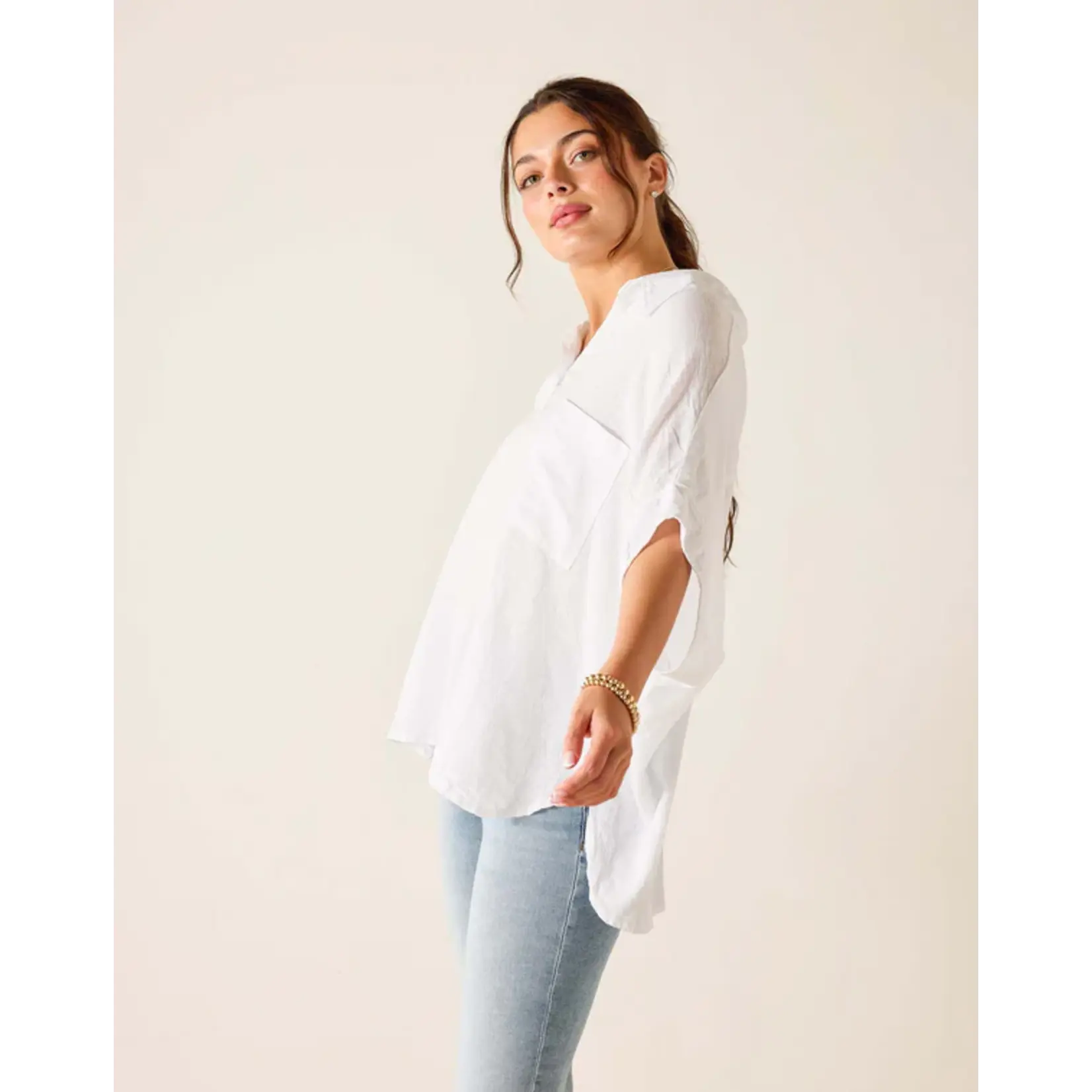 Mersea Hermosa Collared Top White OS