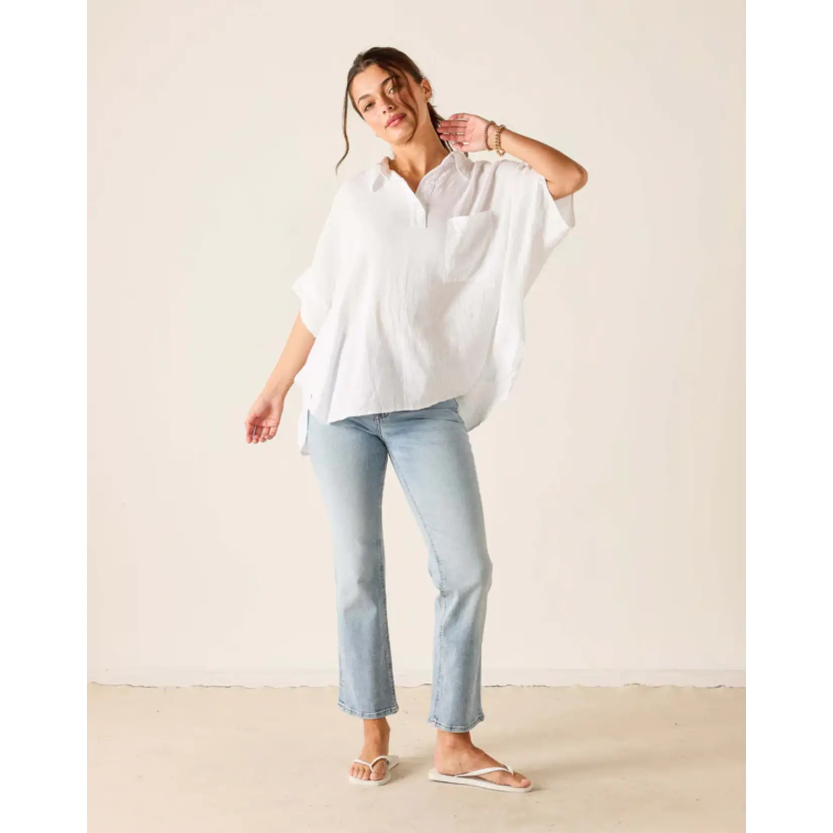 Mersea Hermosa Collared Top White OS