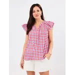 Mary Square Lydia Gingham Red/Blue Top