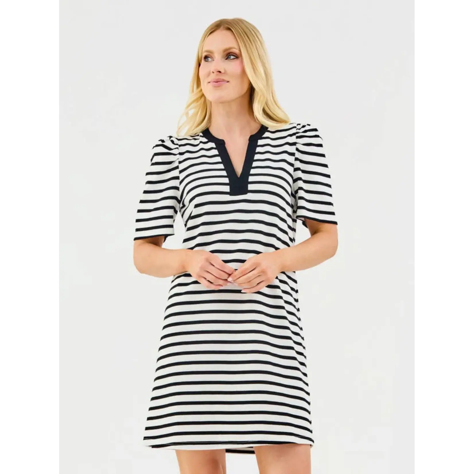 Mary Square Adelyn T-Shirt Black White Stripe Dress