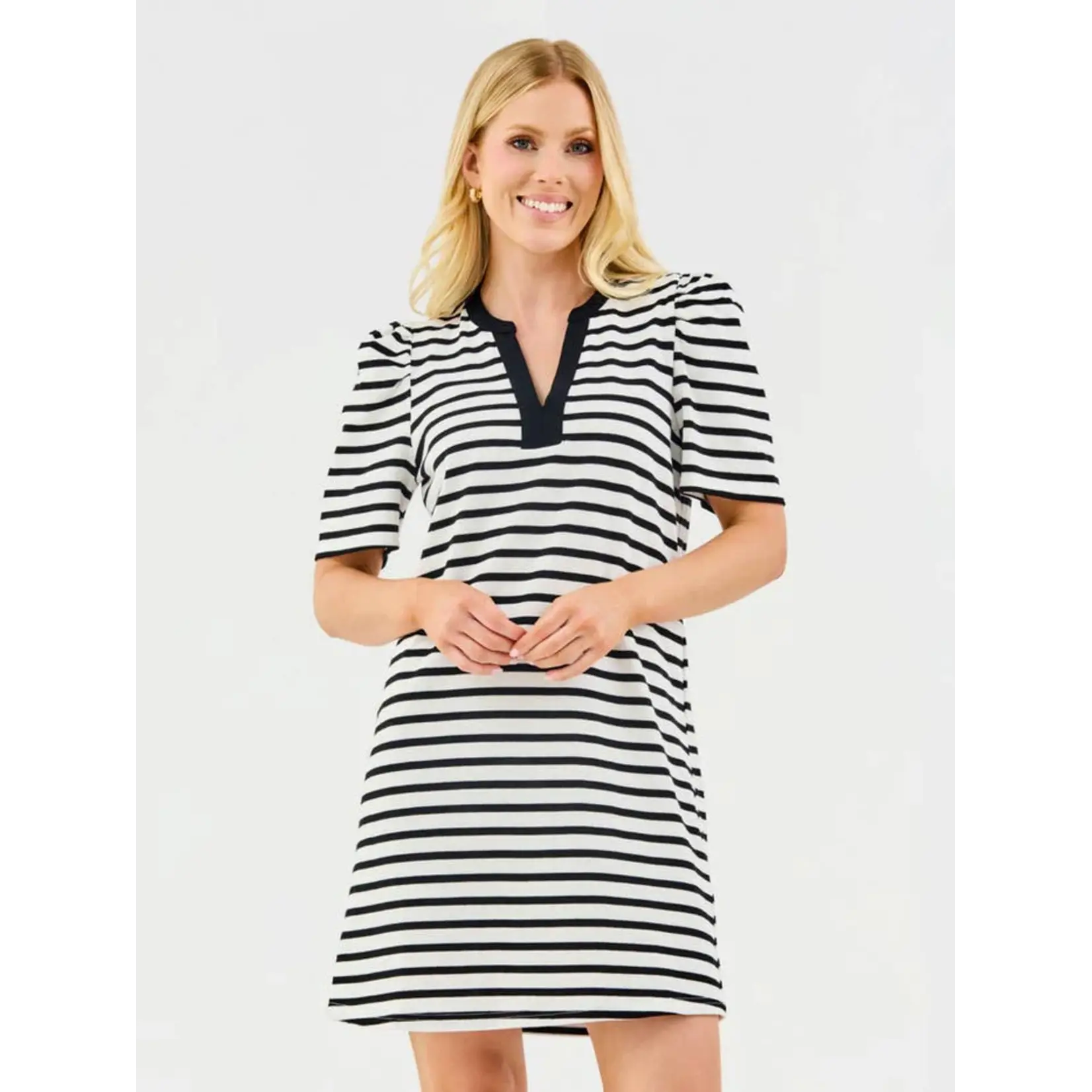 Mary Square Adelyn T-Shirt Black White Stripe Dress