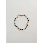 Canyon Leaf Raw Baltic Amber and Pearl Necklace + Sweet Pink 12"