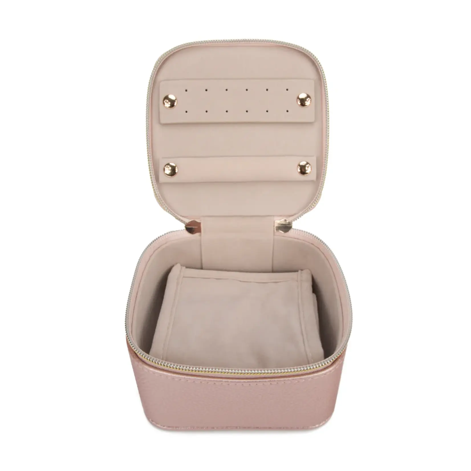 Brouk & Co. Leah Quilted Travel Jewelry Case with Pouch Pink