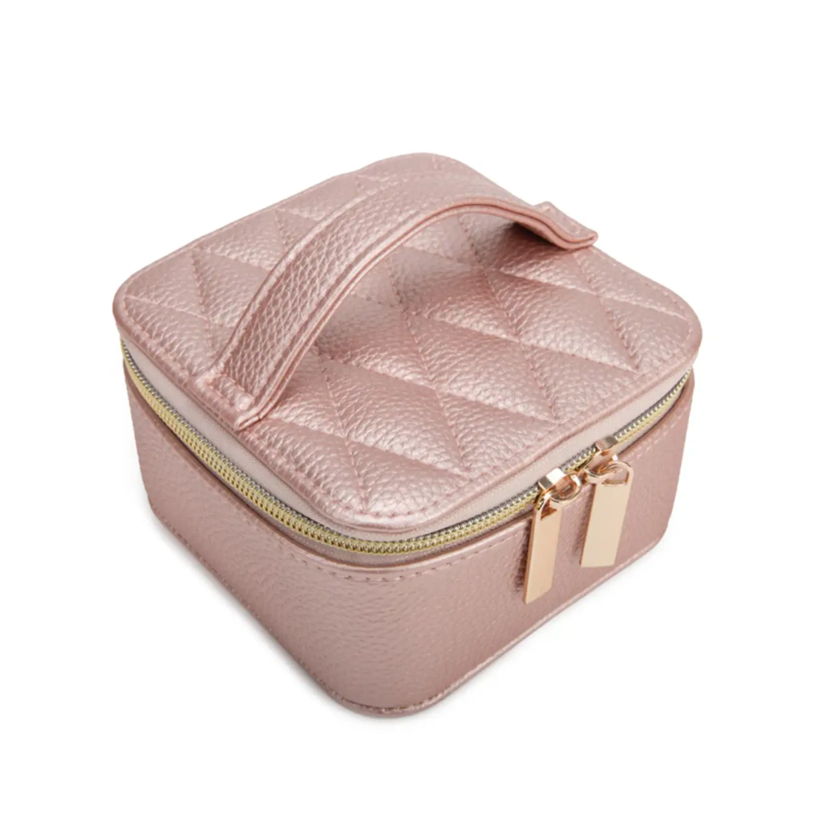 Brouk & Co. Leah Quilted Travel Jewelry Case with Pouch Pink