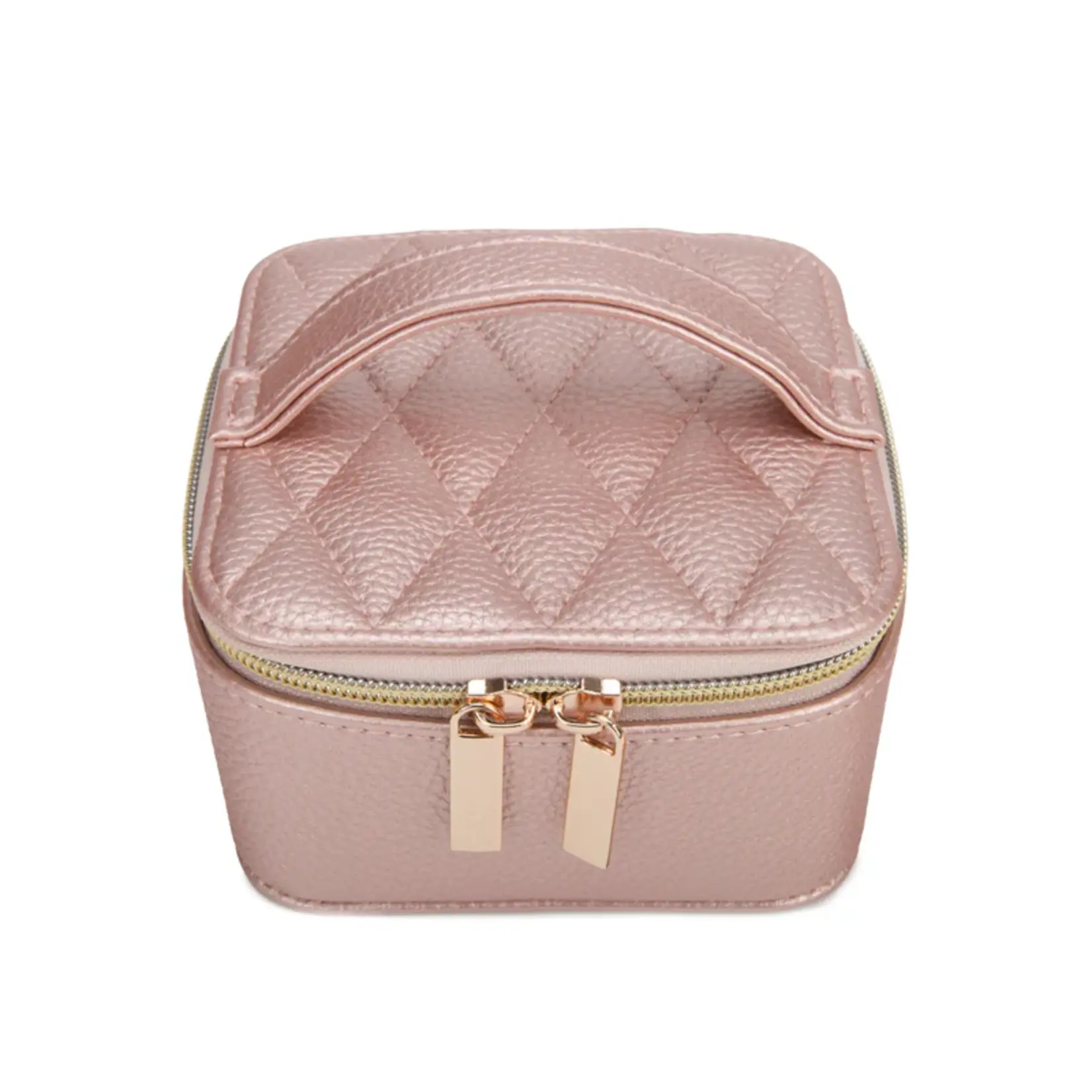 Brouk & Co. Leah Quilted Travel Jewelry Case with Pouch Pink
