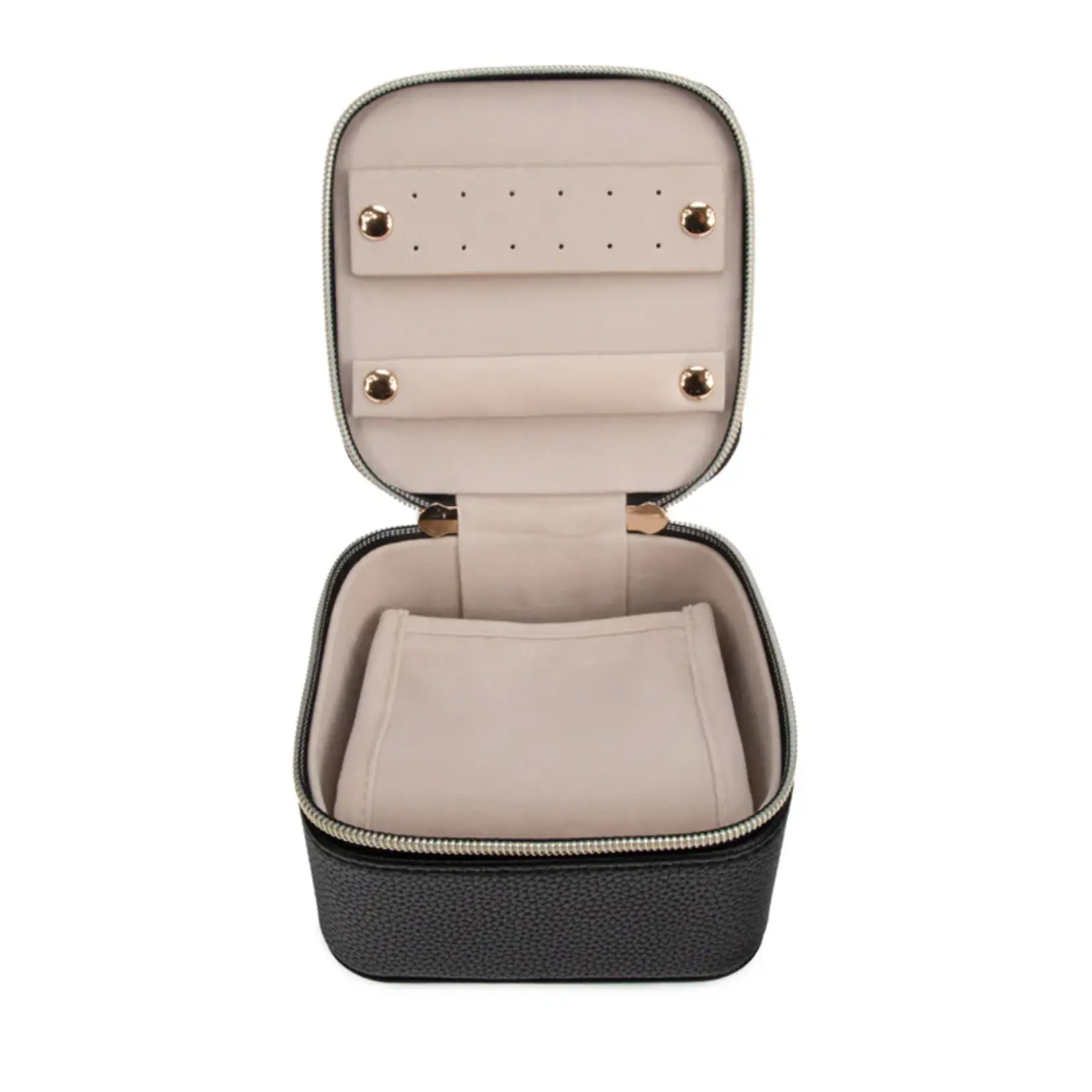 Brouk & Co. Leah Quilted Travel Jewelry Case with Pouch Black