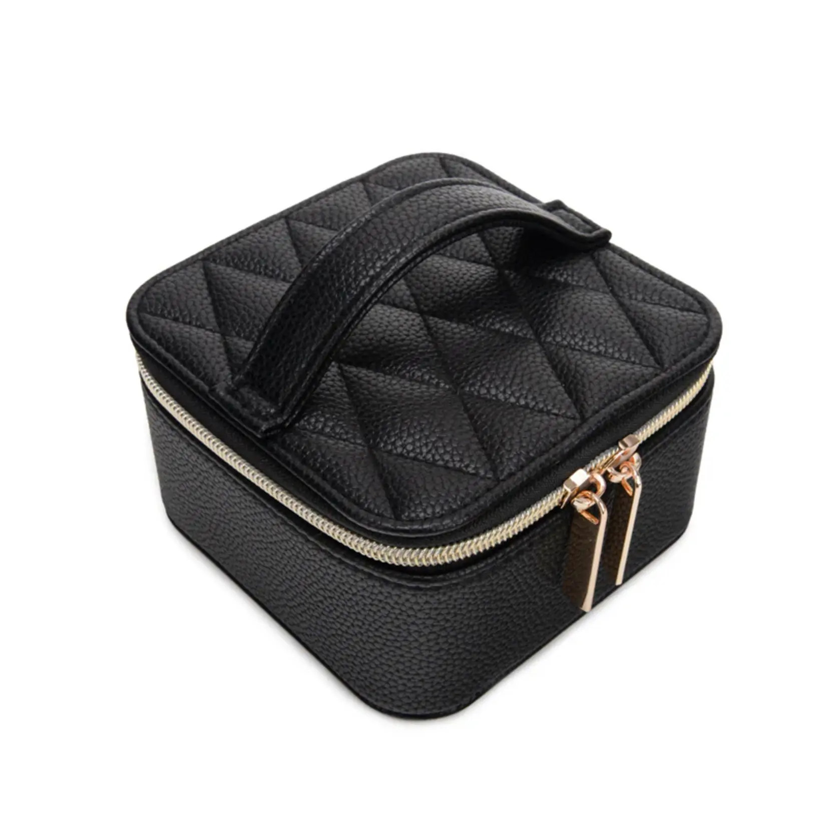 Brouk & Co. Leah Quilted Travel Jewelry Case with Pouch Black