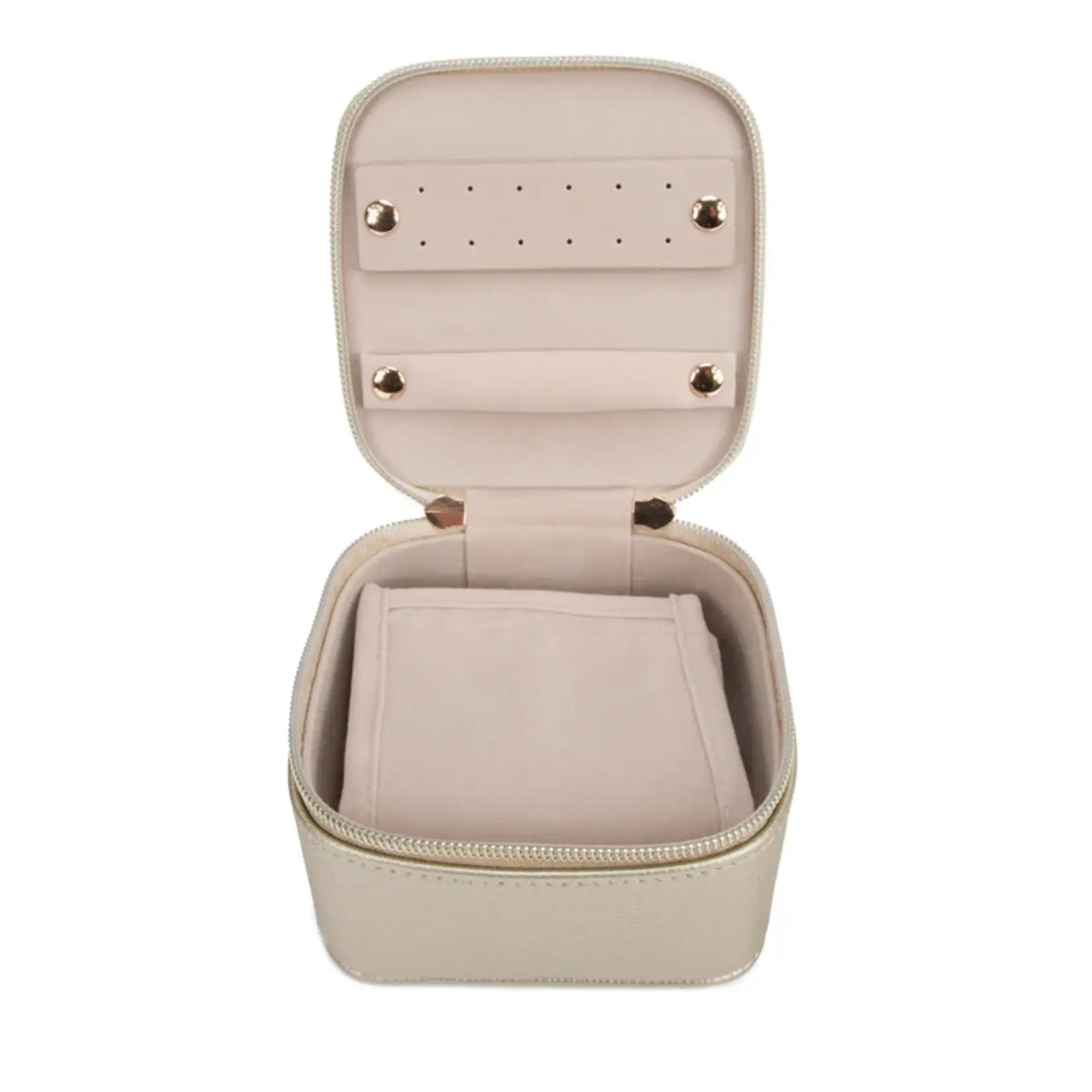 Brouk & Co. Leah Quilted Travel Jewelry Case with Pouch Gold