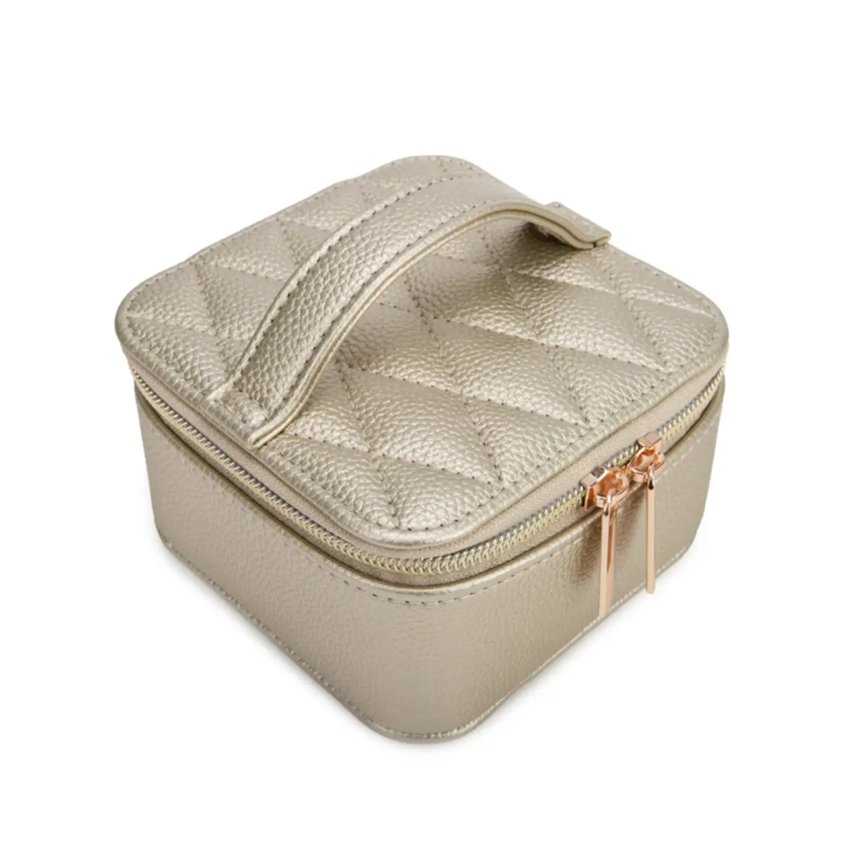 Brouk & Co. Leah Quilted Travel Jewelry Case with Pouch Gold