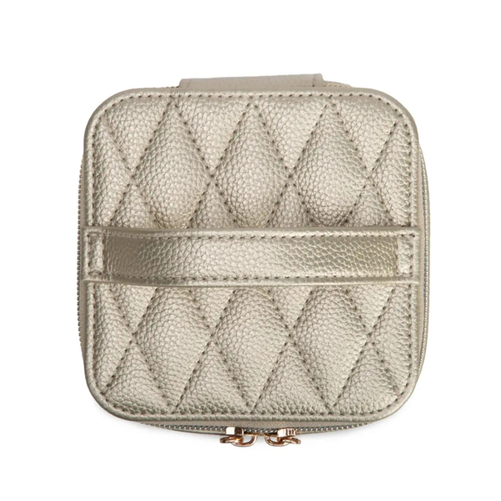 Brouk & Co. Leah Quilted Travel Jewelry Case with Pouch Gold