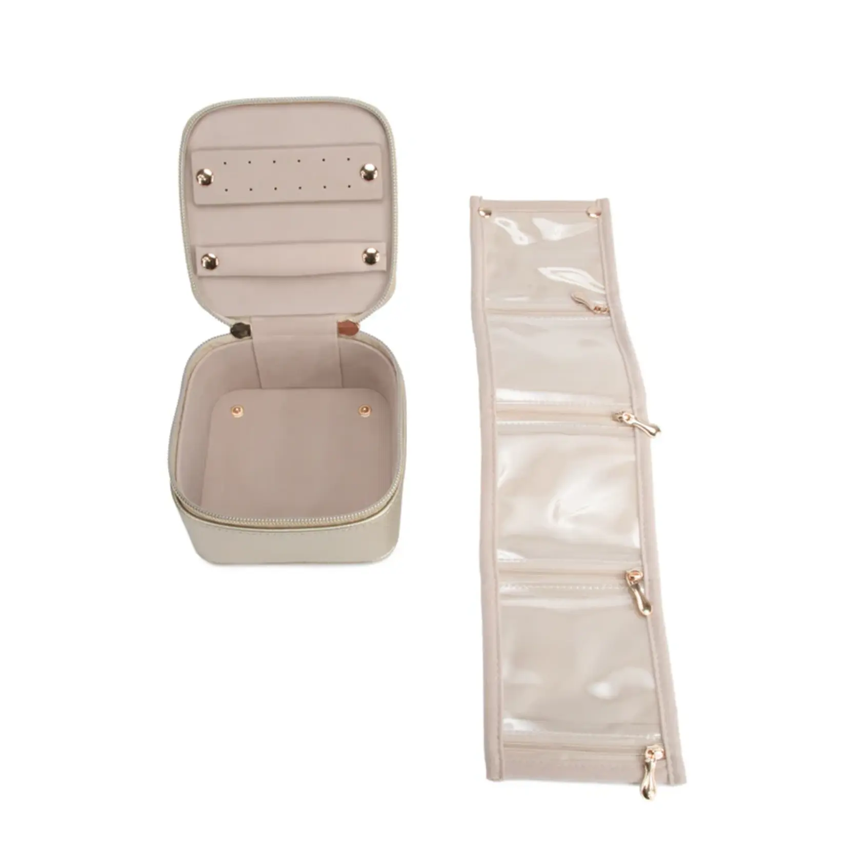 Brouk & Co. Leah Quilted Travel Jewelry Case with Pouch Gold