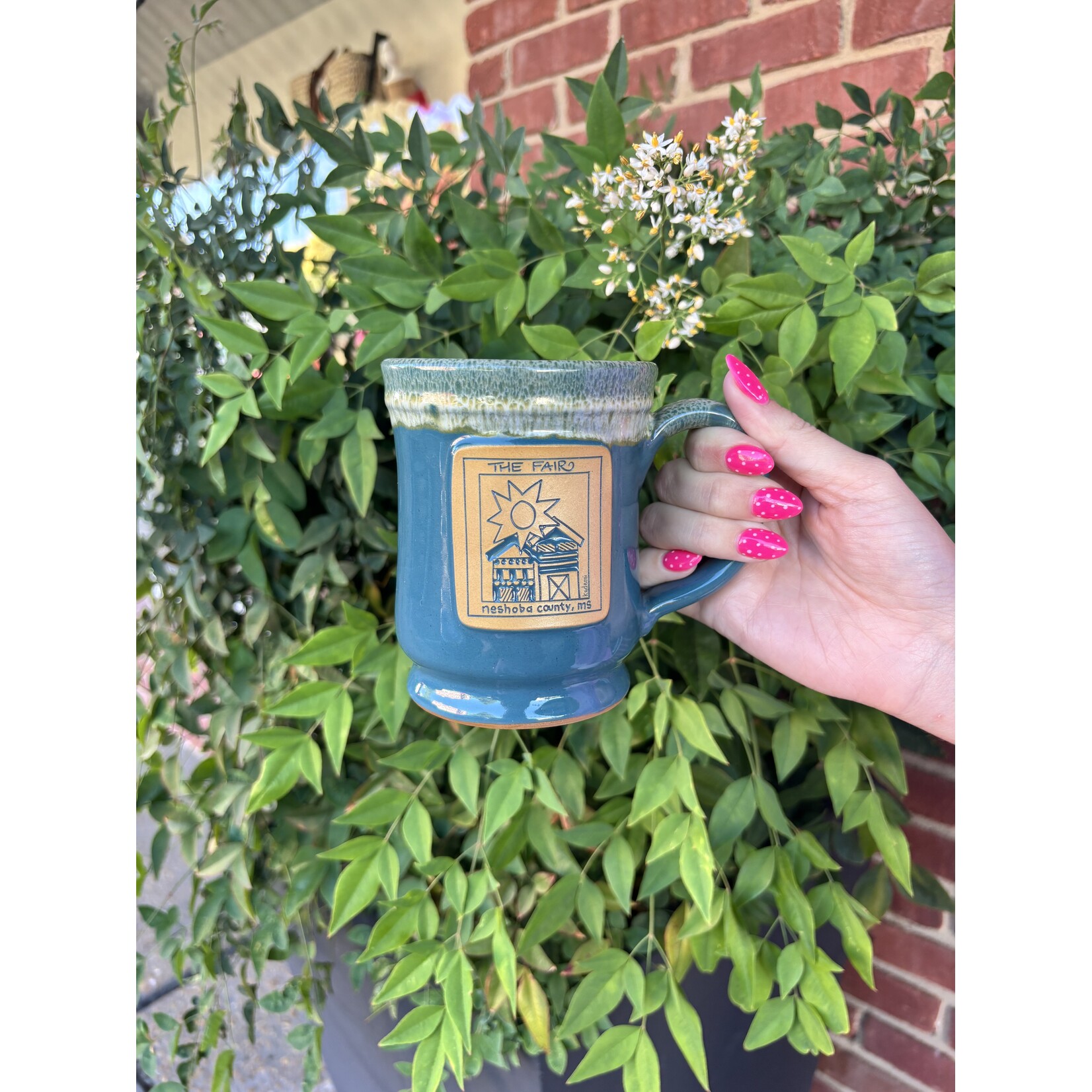 Kademi Fair Pepin Mug - Peacock w/Dijon White