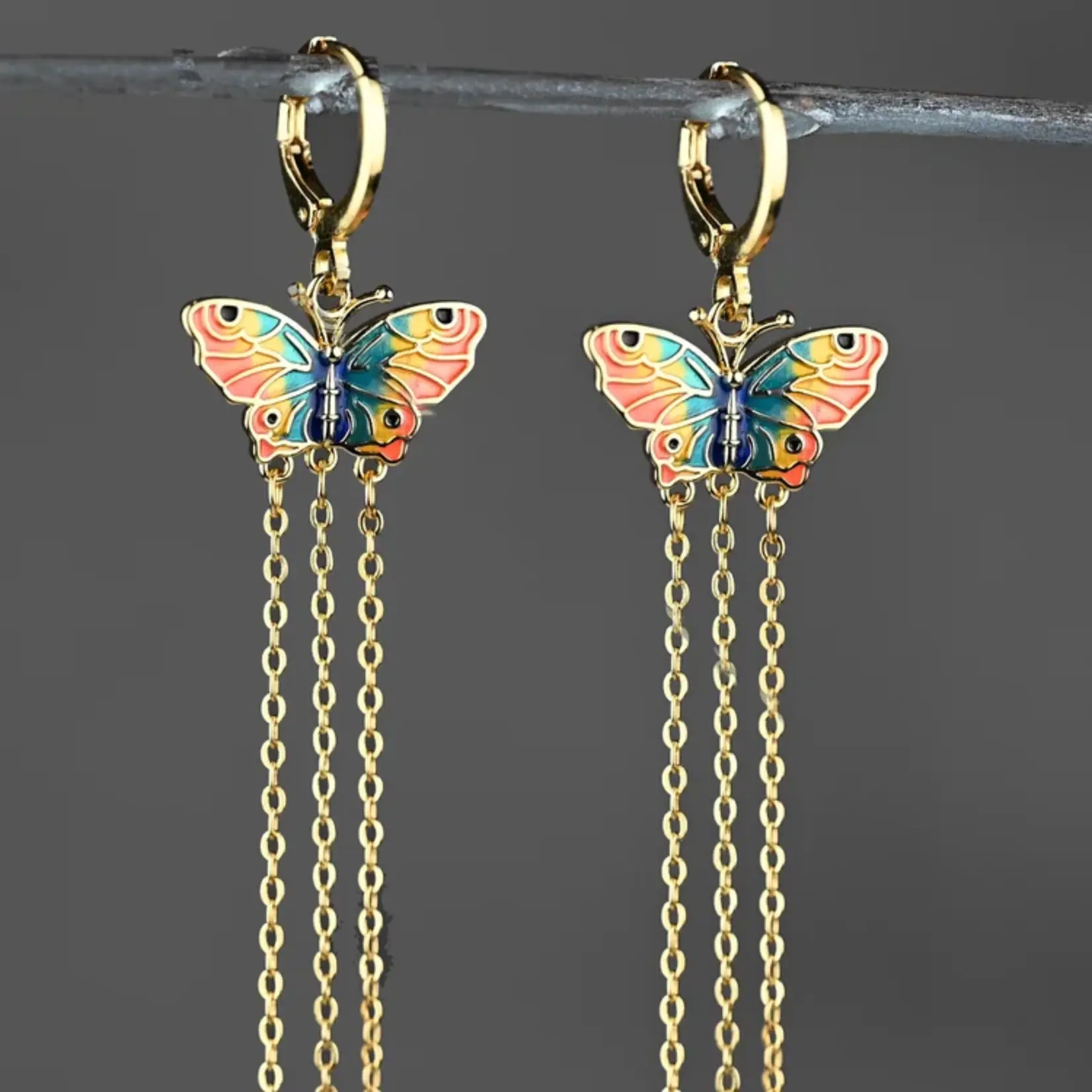 KBD Studio Butterfly Dreams w/Delicate Chain Huggie Earrings
