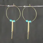 KBD Studio 35mm Brass Hoops w/ 3 Bars & Turquoise Jasper Earrings