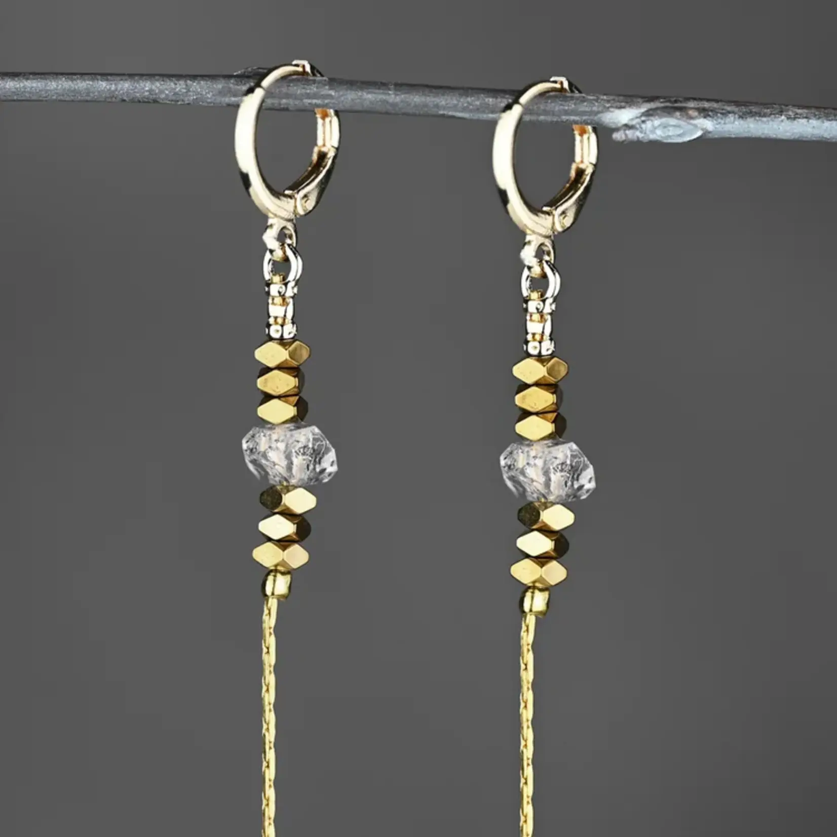 KBD Studio Golden Huggie w/Herkimer Diamond Earring