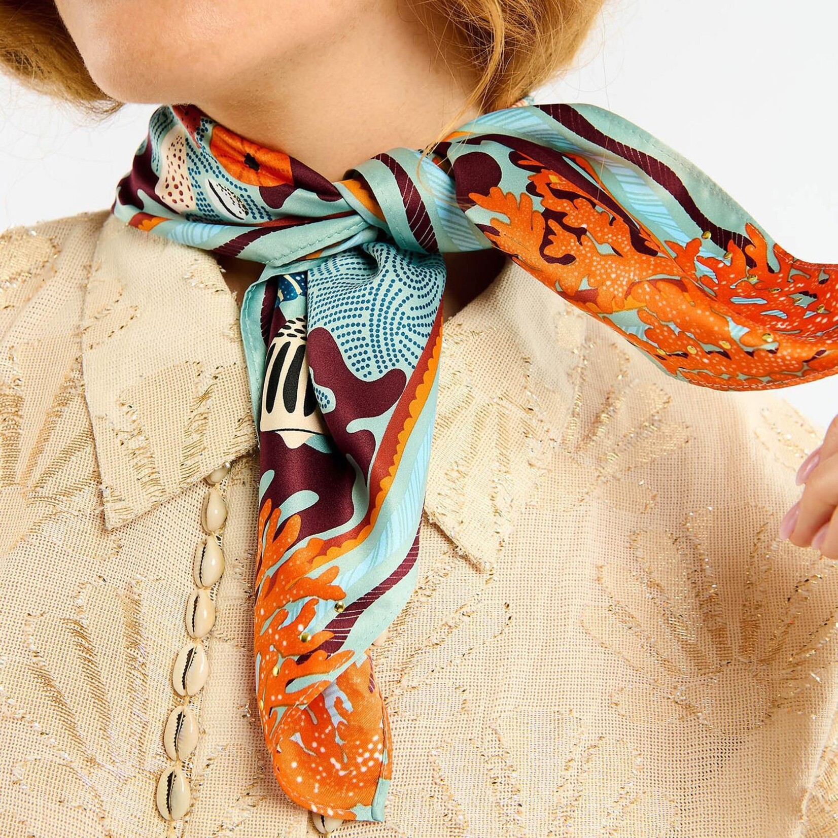 Two's Company Coral Blue Mini Scarf