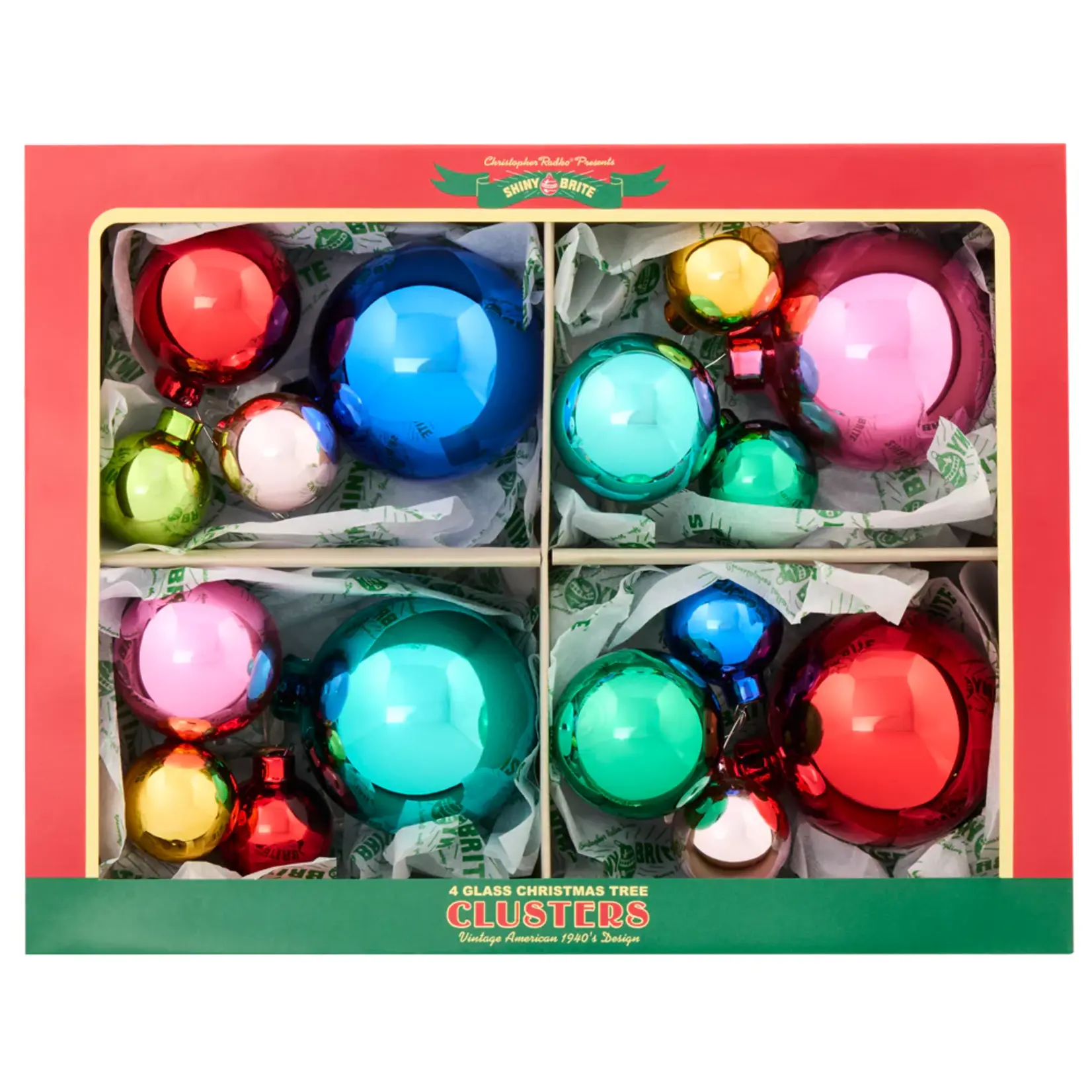 Christopher Radko Christmas Confetti 4pc Clusters