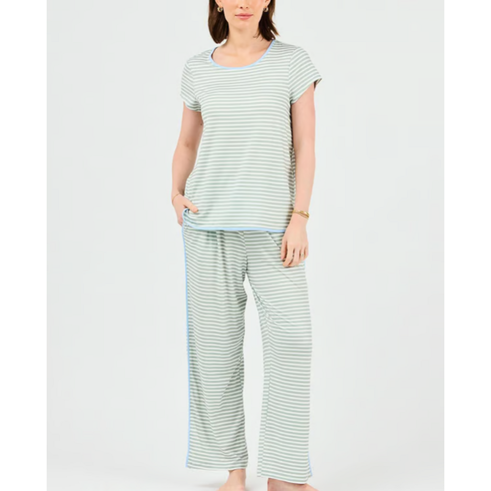 Mary Square Melody Green Stripe Pant Set