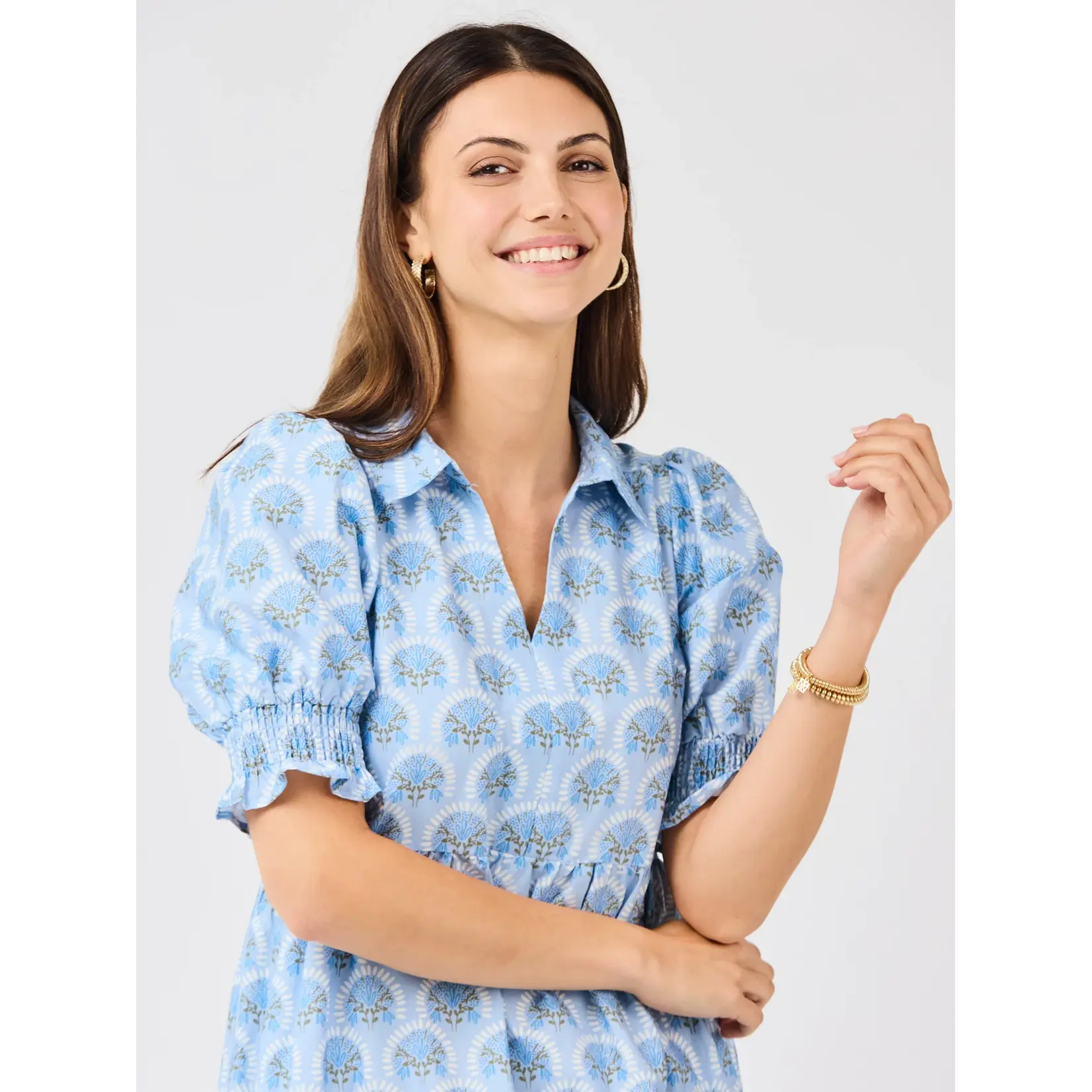 Mary Square Molly Sunshower Flora Blue Dress
