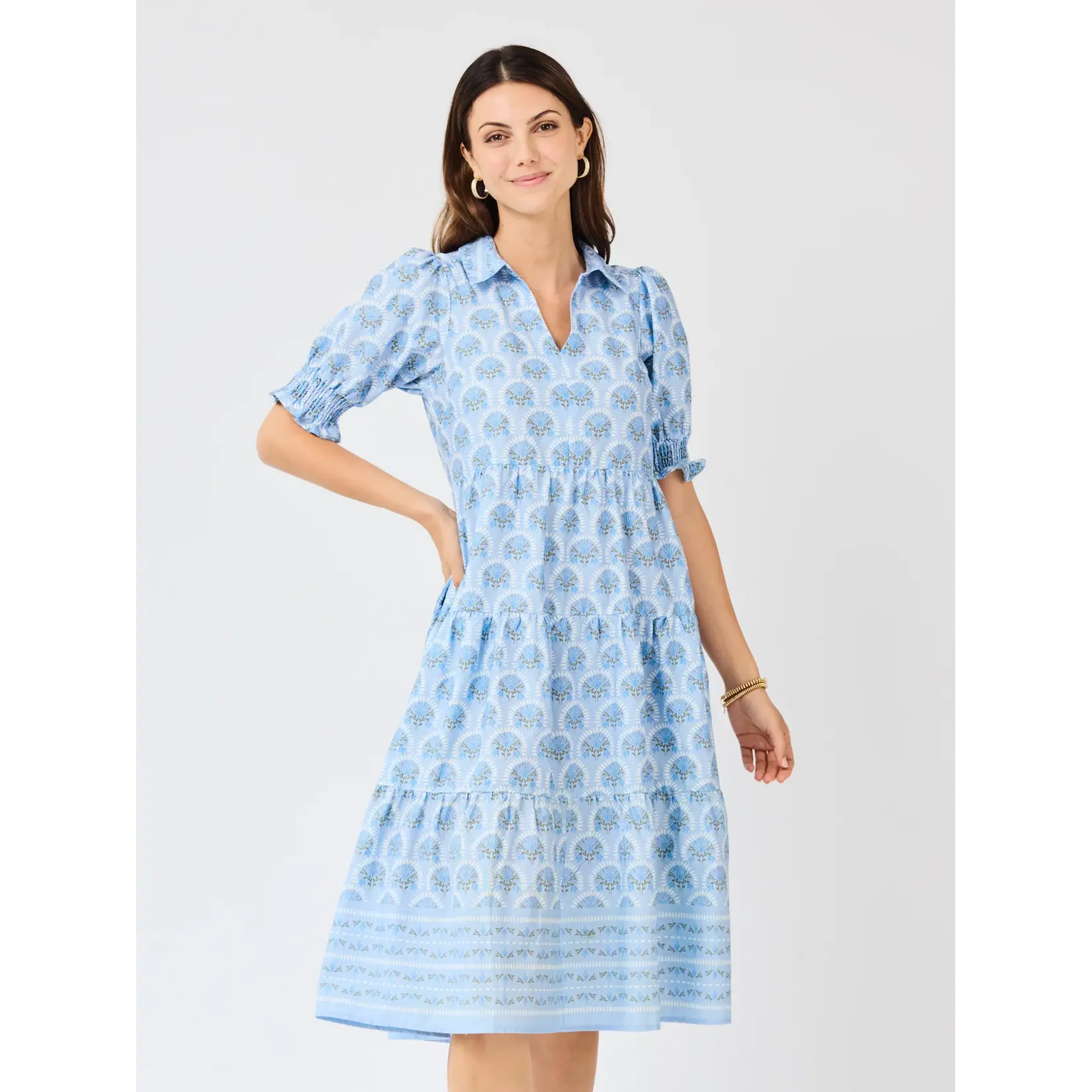 Mary Square Molly Sunshower Flora Blue Dress