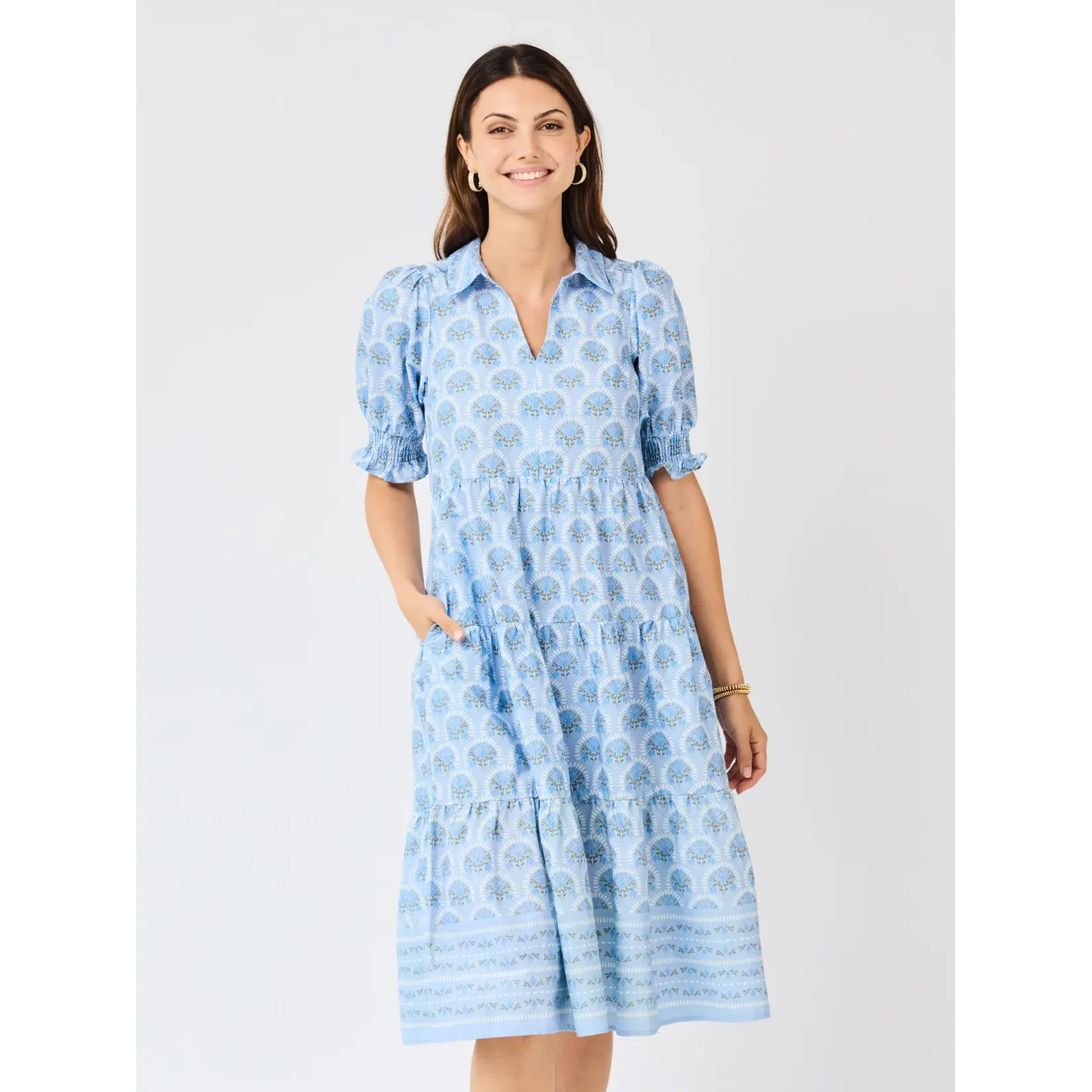 Mary Square Molly Sunshower Flora Blue Dress
